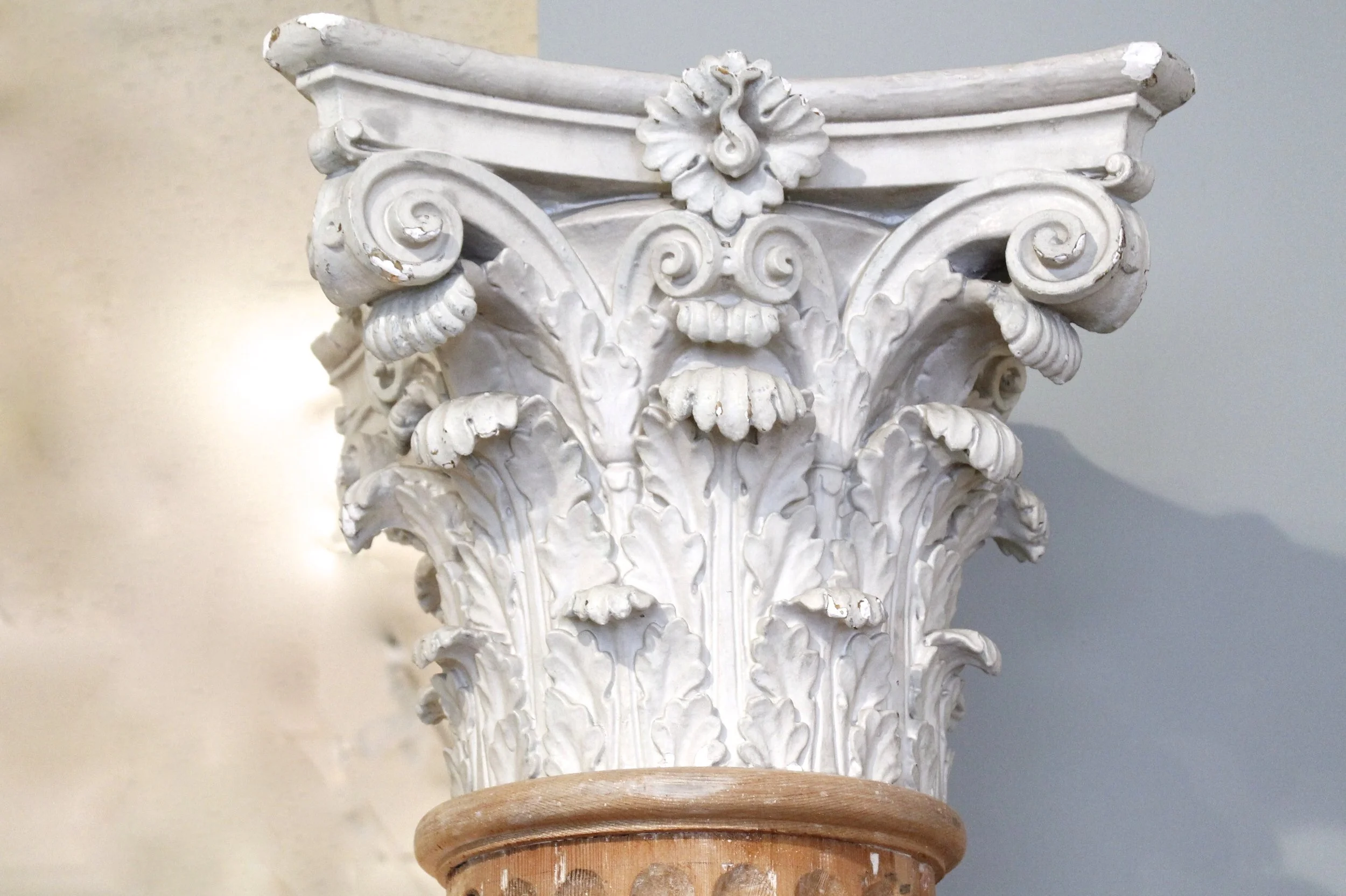 Pair of Tall Architectural Columns with Corinthian Capitals