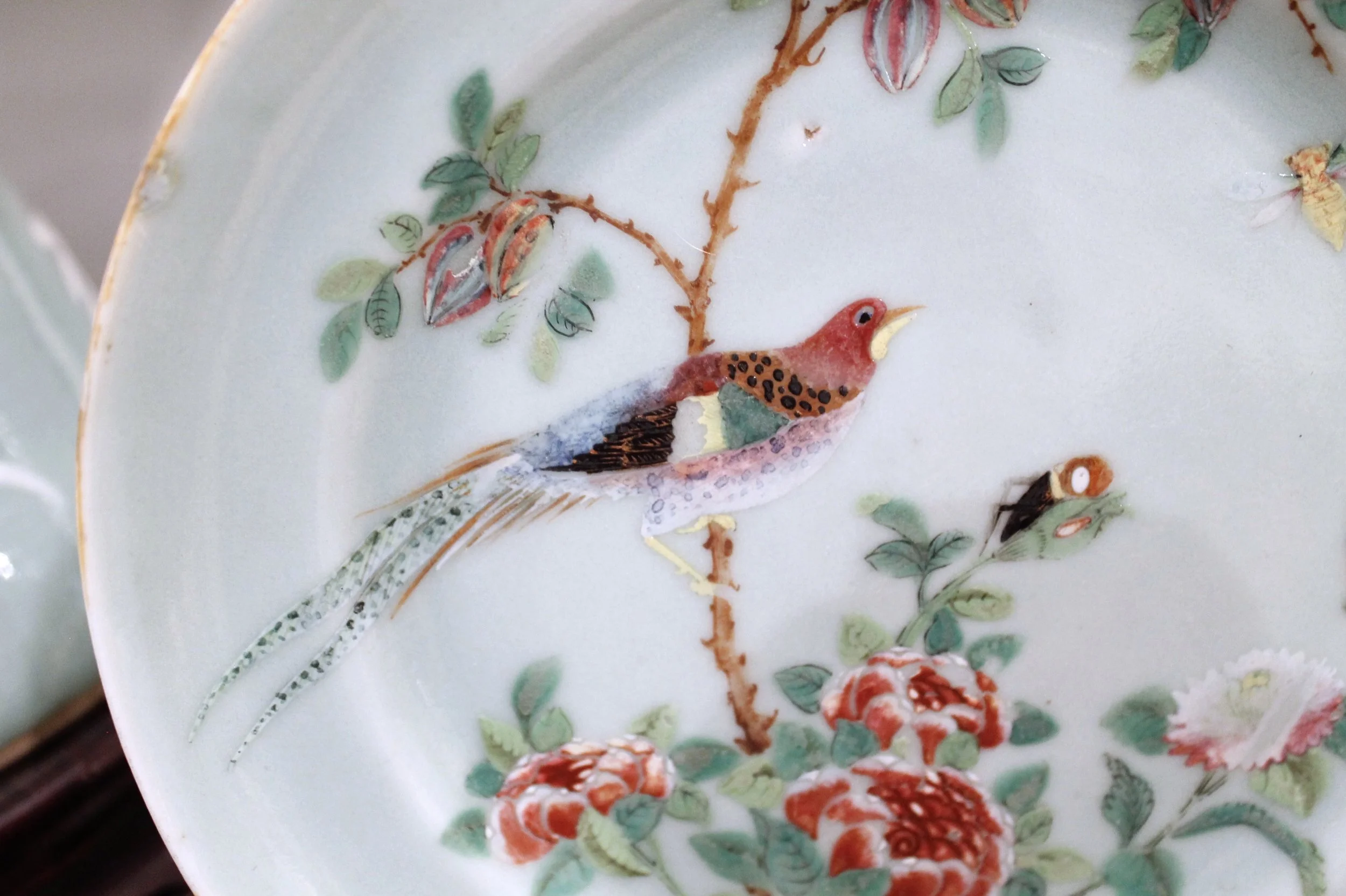 Chinese Export Celadon Bird Plate