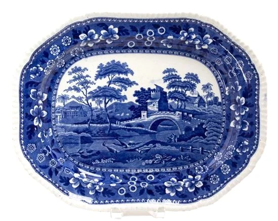 Copeland Spode Large Transferware “Tower” Platter with Gadroon Edge