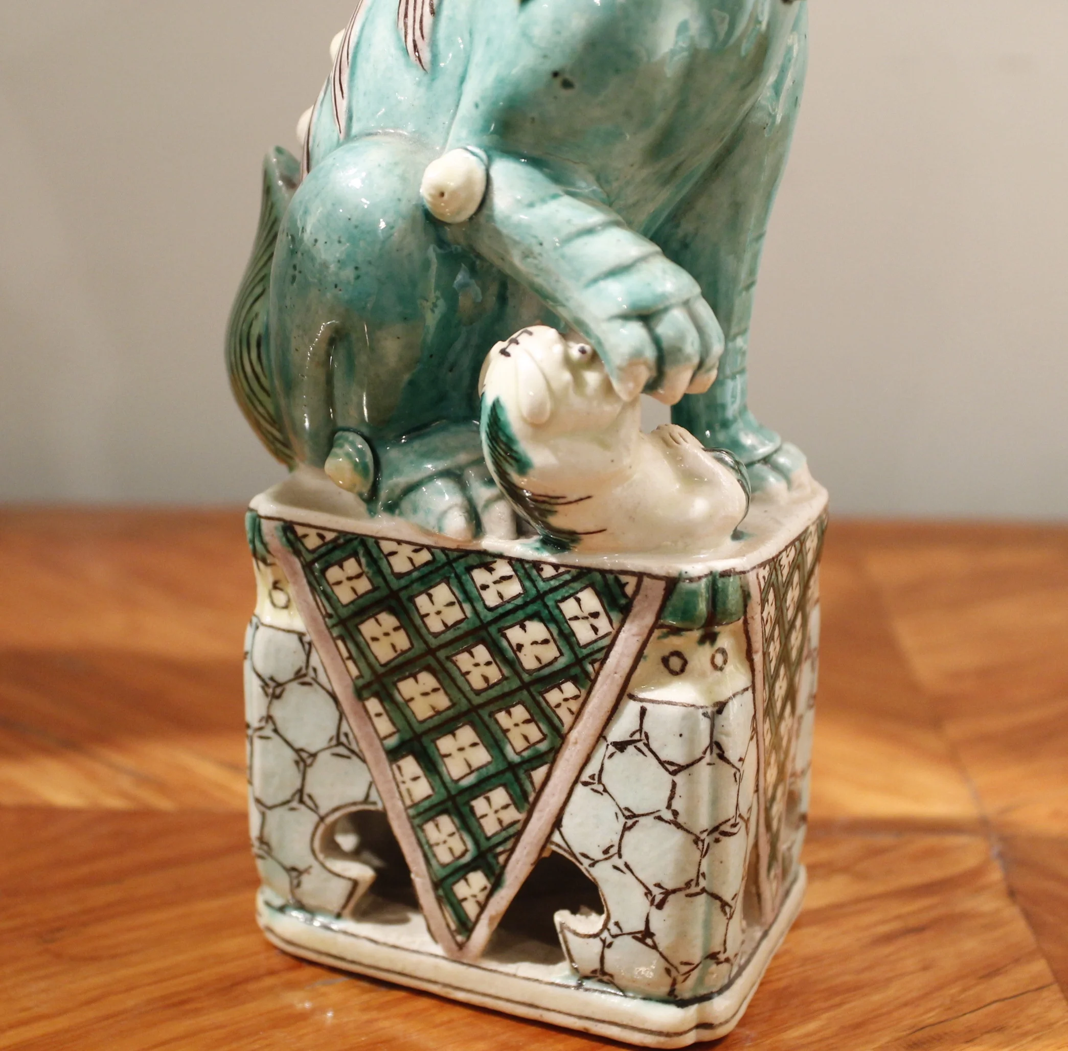 Aqua Glazed Chinese Porcelain Foo Dogs