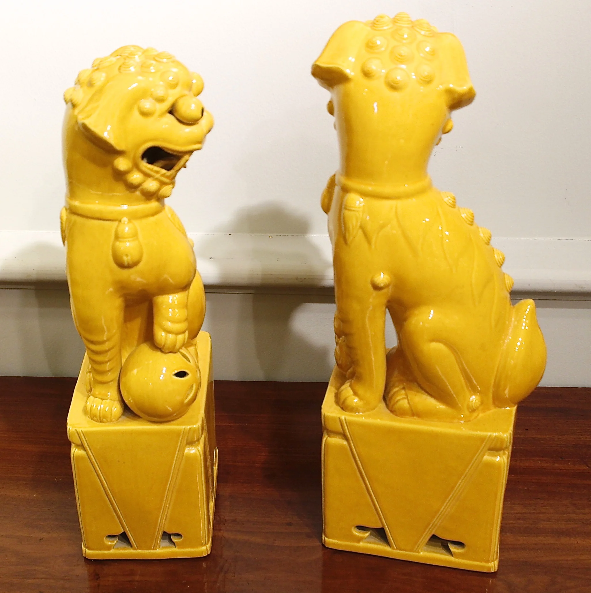 Yellow Glazed Chinese Porcelain Foo Dogs