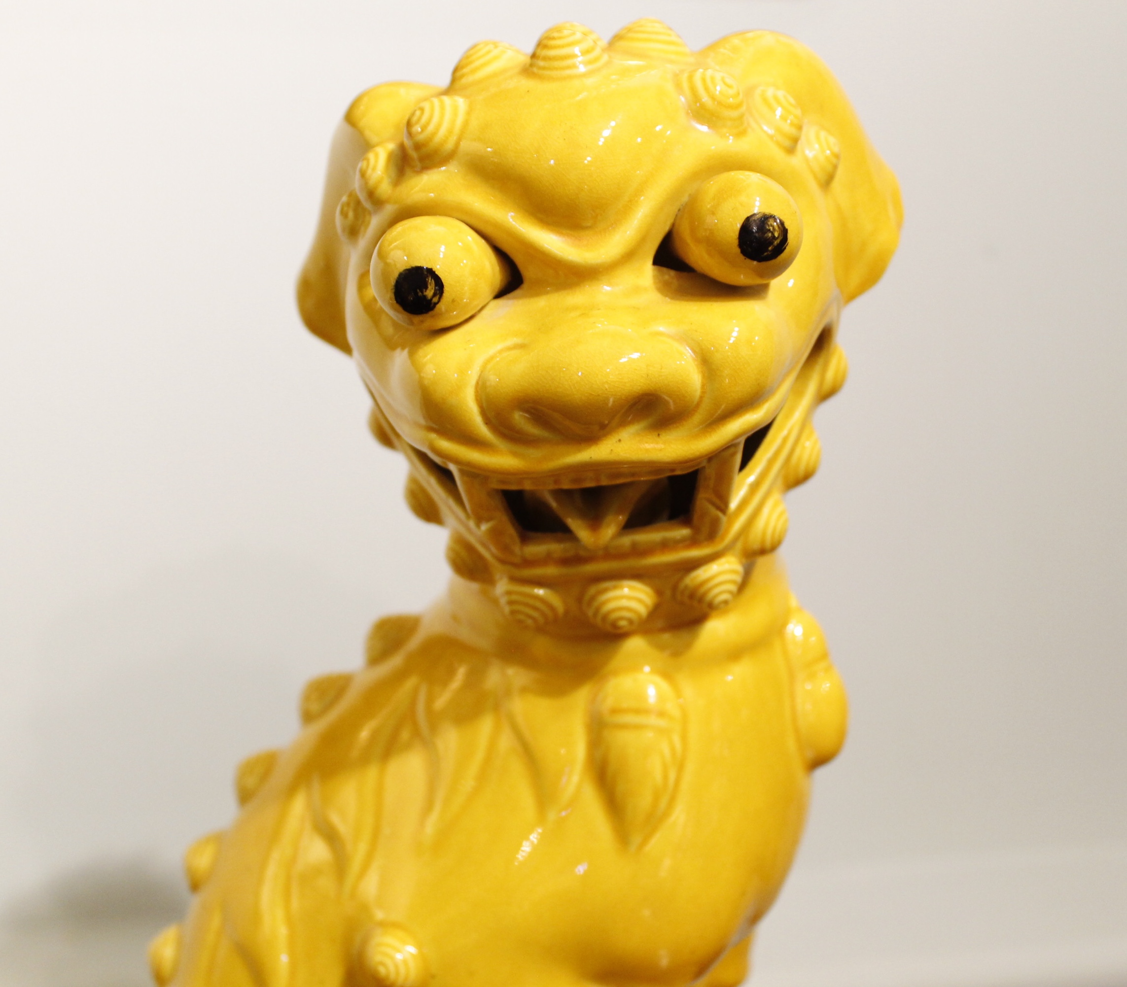 Yellow Glazed Chinese Porcelain Foo Dogs