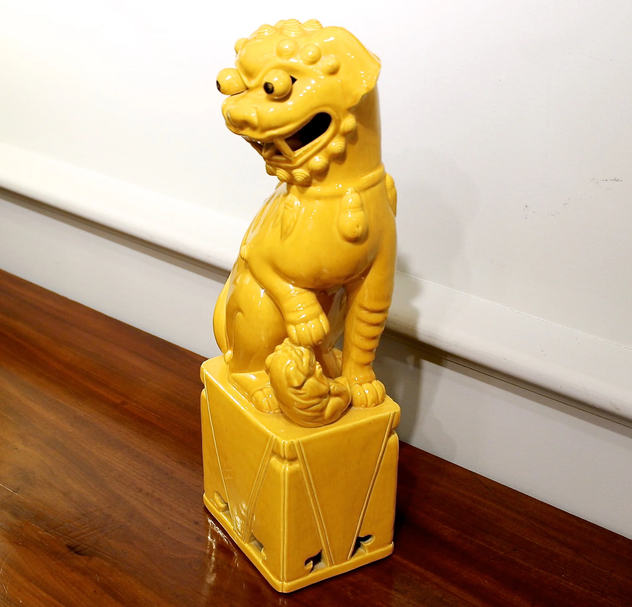 Yellow Glazed Chinese Porcelain Foo Dogs