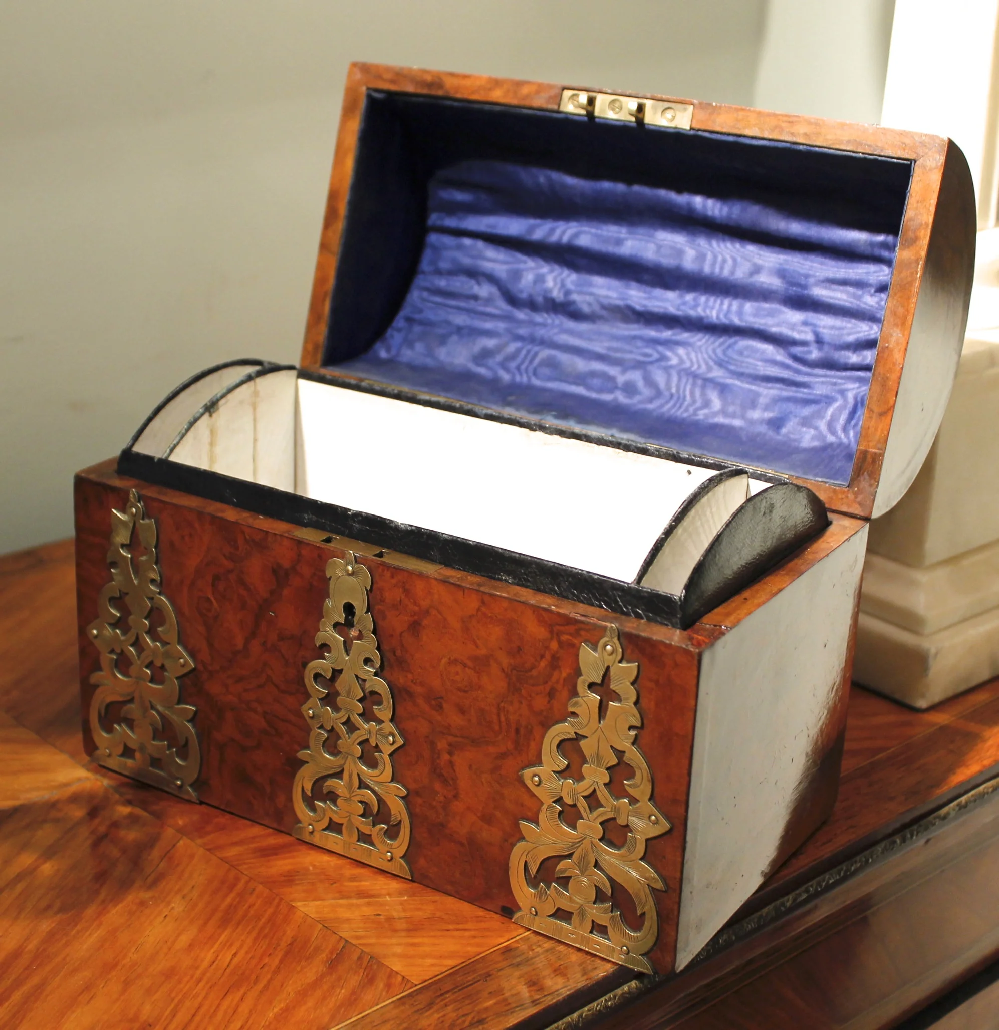 English Burl Walnut Letter Box