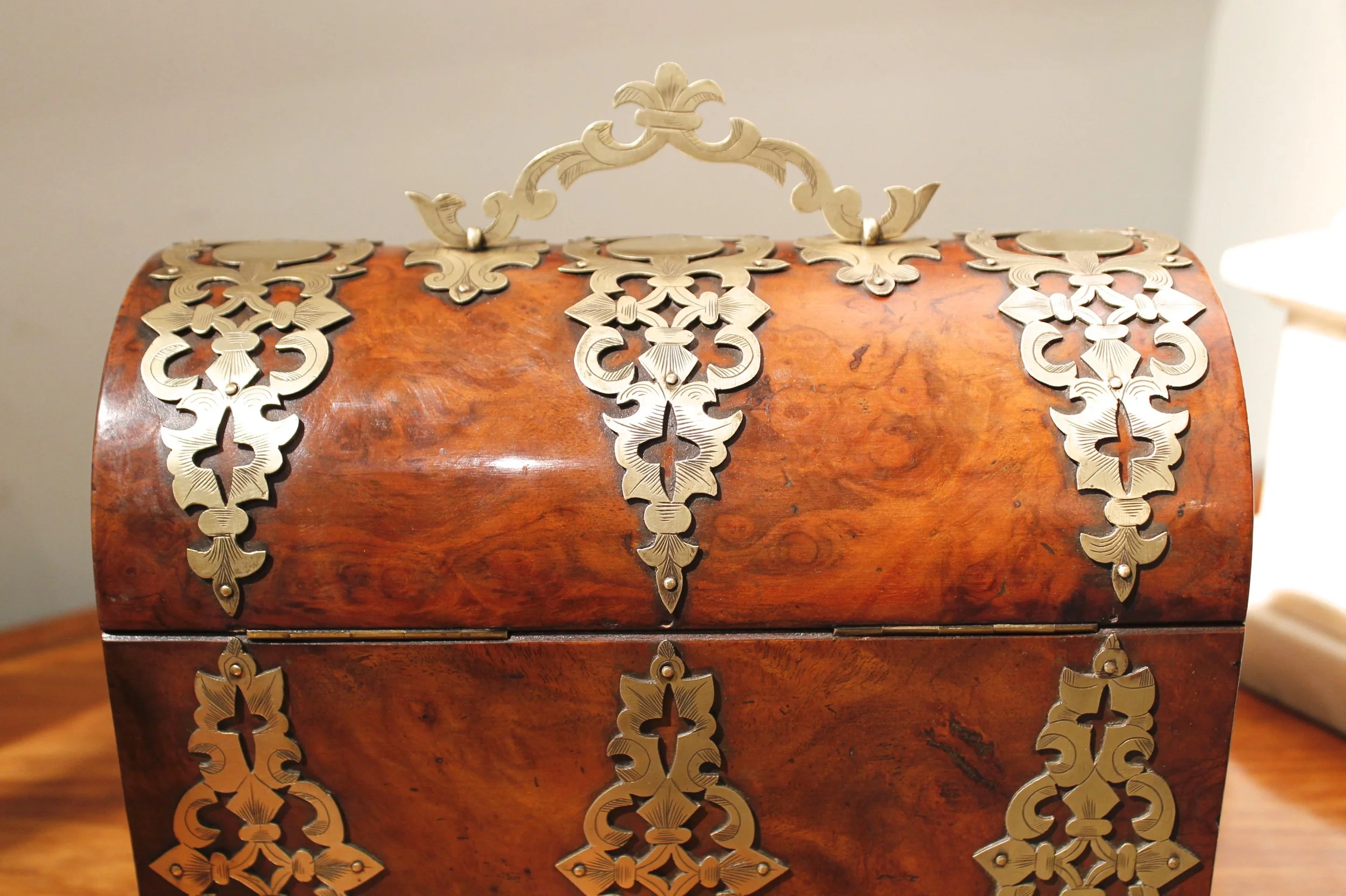 English Burl Walnut Letter Box