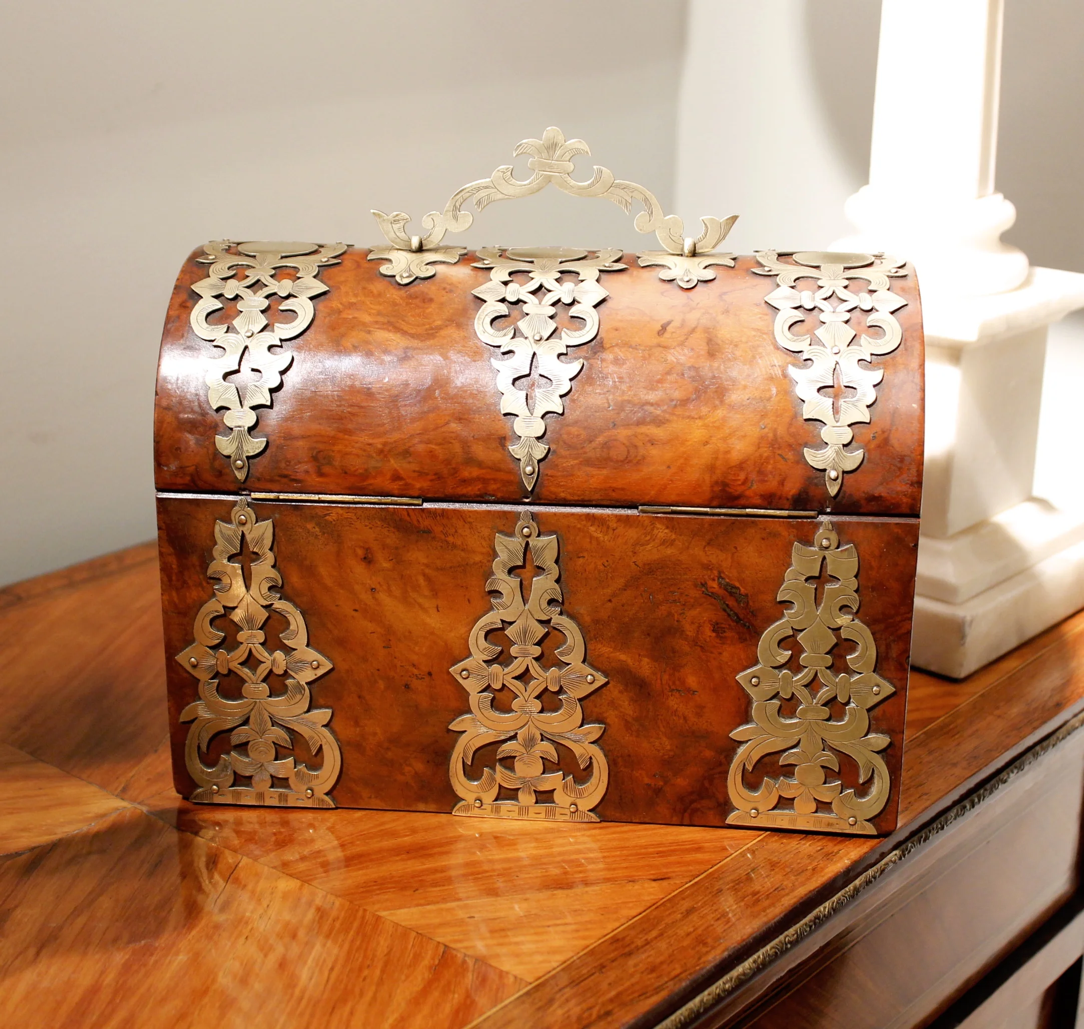 English Burl Walnut Letter Box