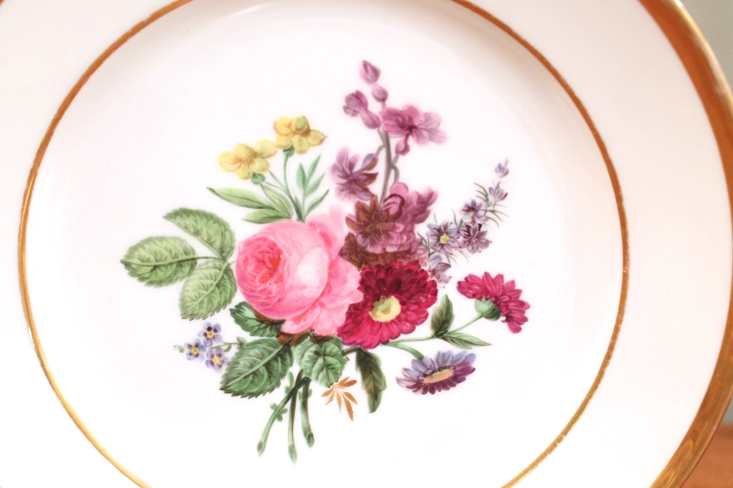 Pair of Deroche Paris Porcelain Floral Plates