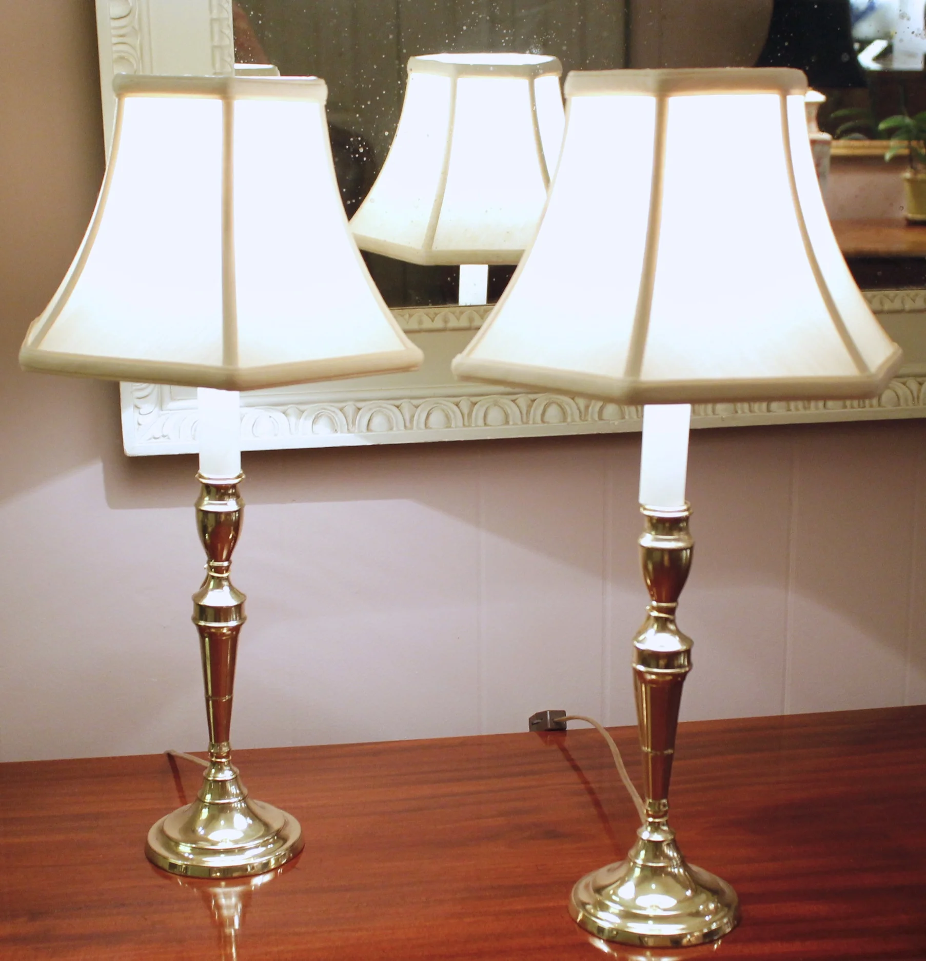 George III Brass Candlestick Lamps