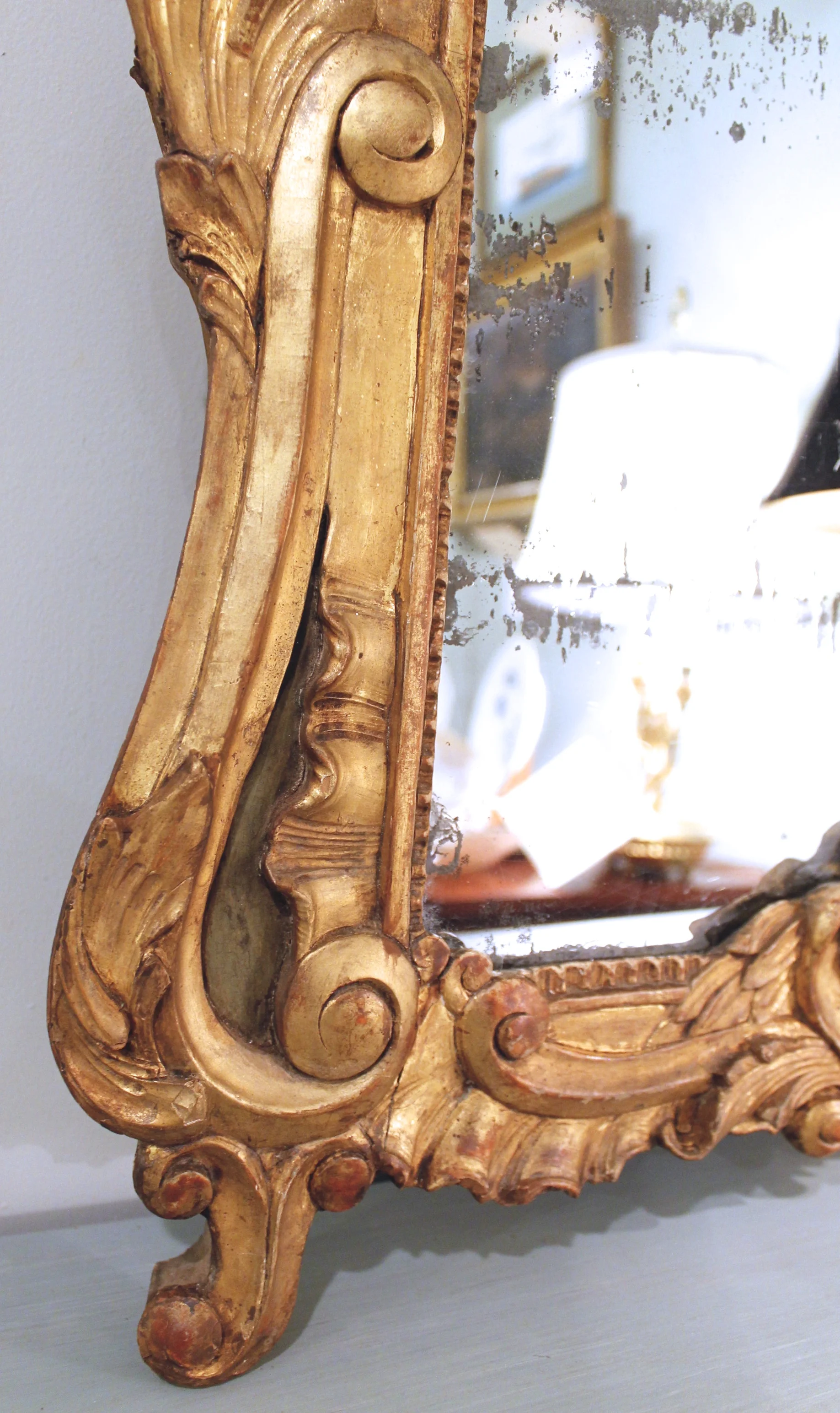Provençal Louis XV Gilt Wood and Painted Mirror