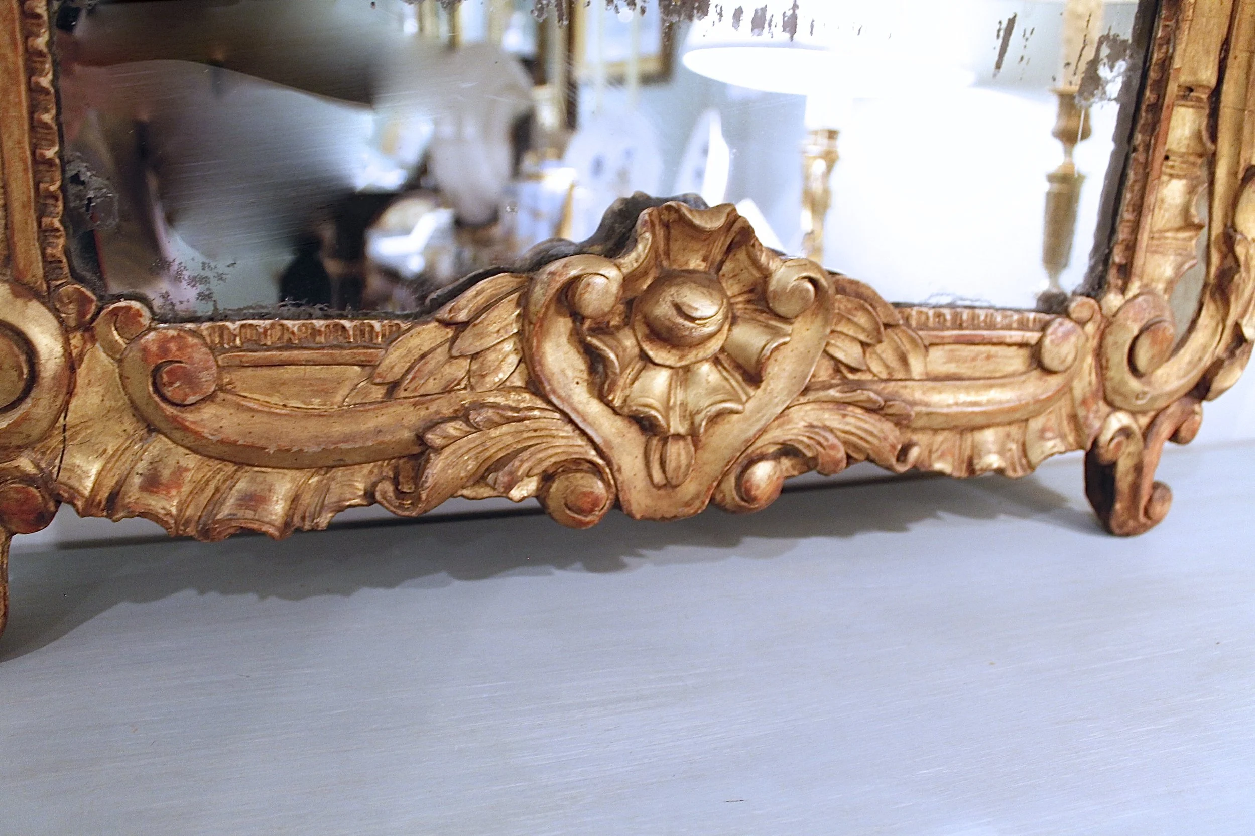 Provençal Louis XV Gilt Wood and Painted Mirror