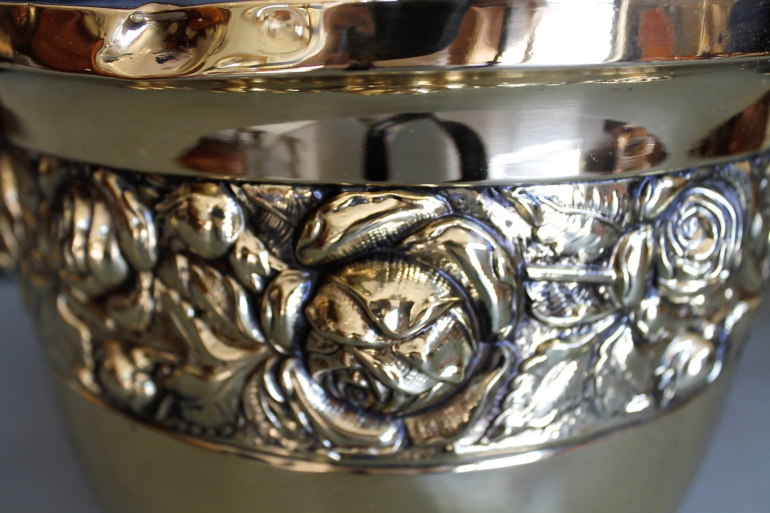 English Brass Repoussé Cachepot