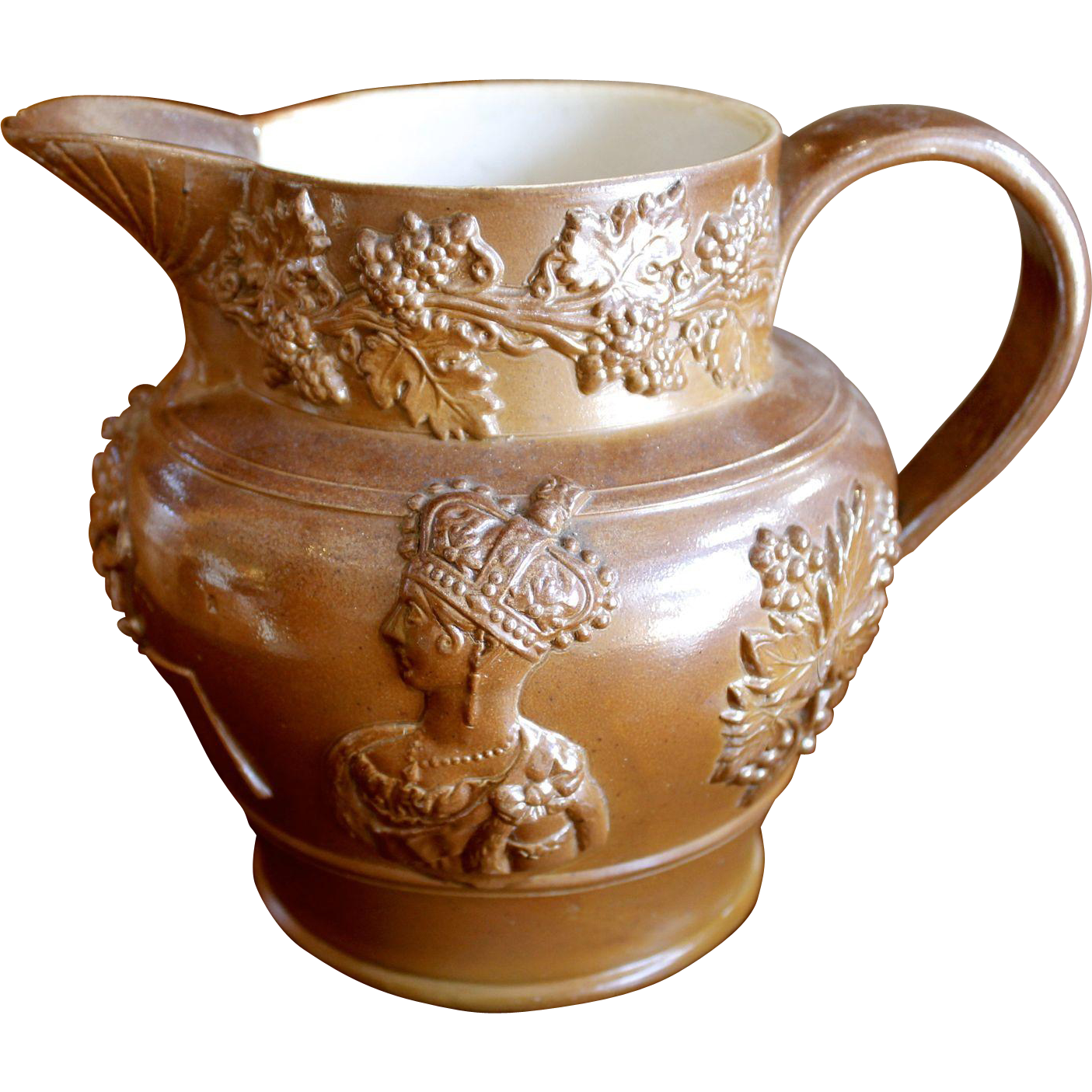 Lustre Glazed Stoneware Jug With Victoria