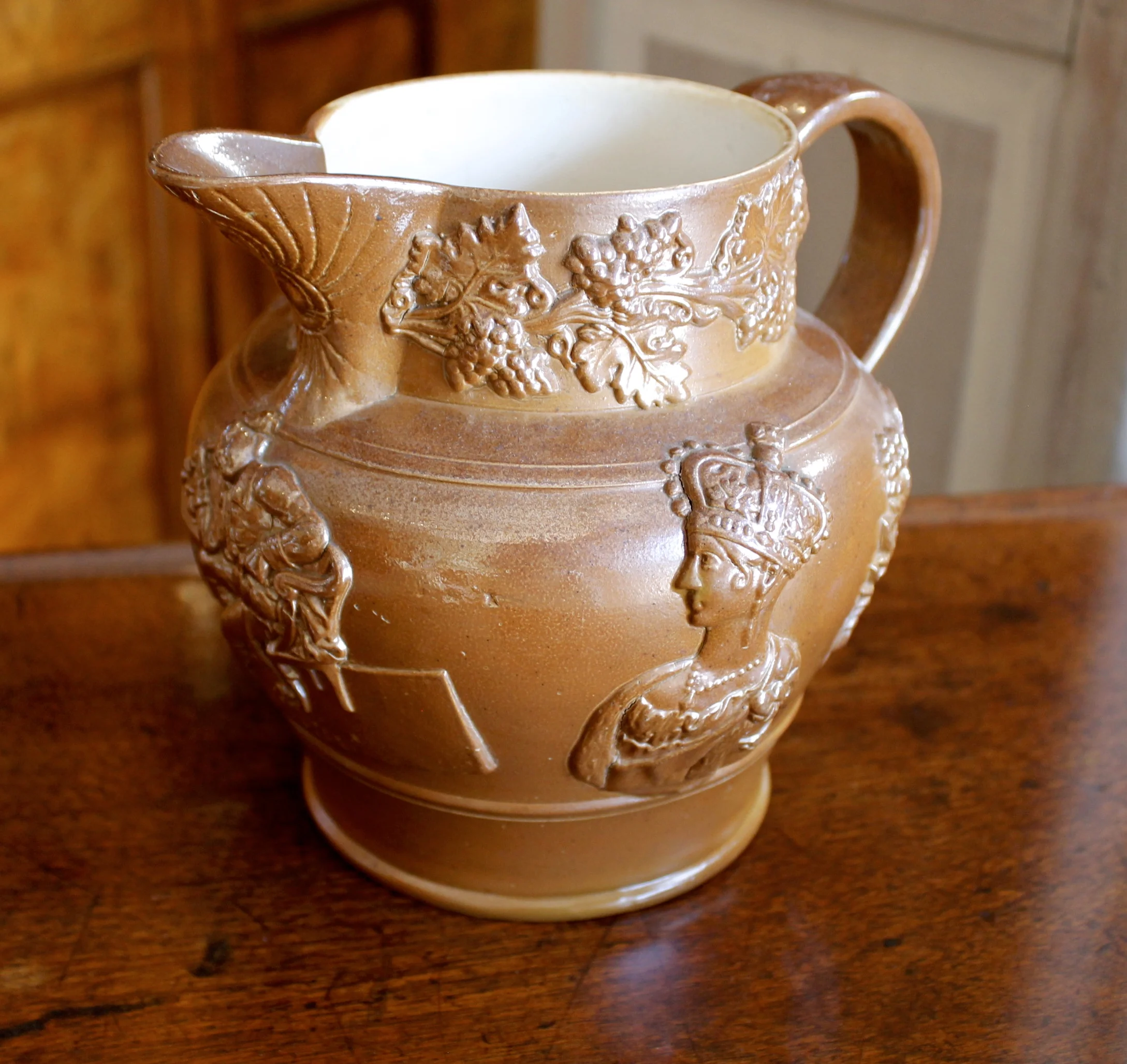 Lustre Glazed Stoneware Jug With Victoria