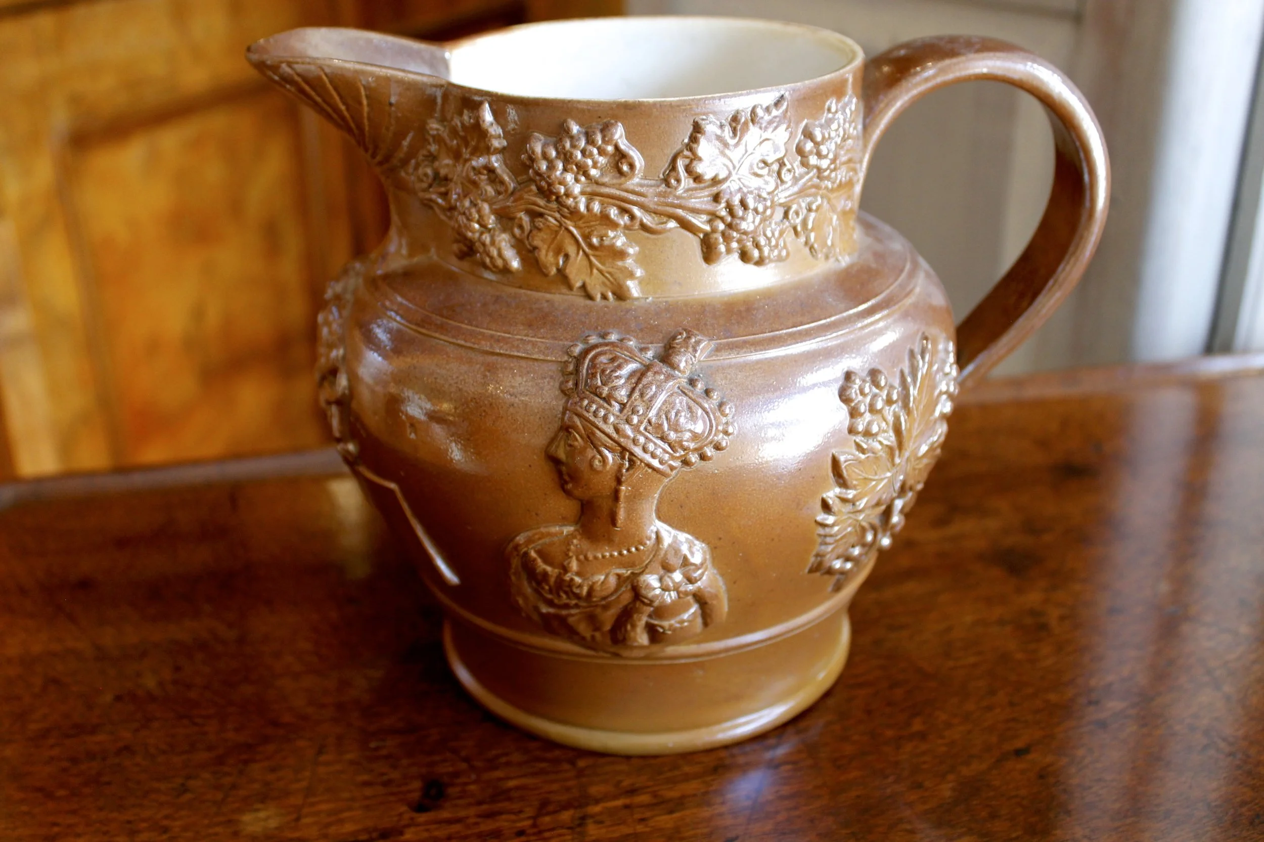 Lustre Glazed Stoneware Jug With Victoria