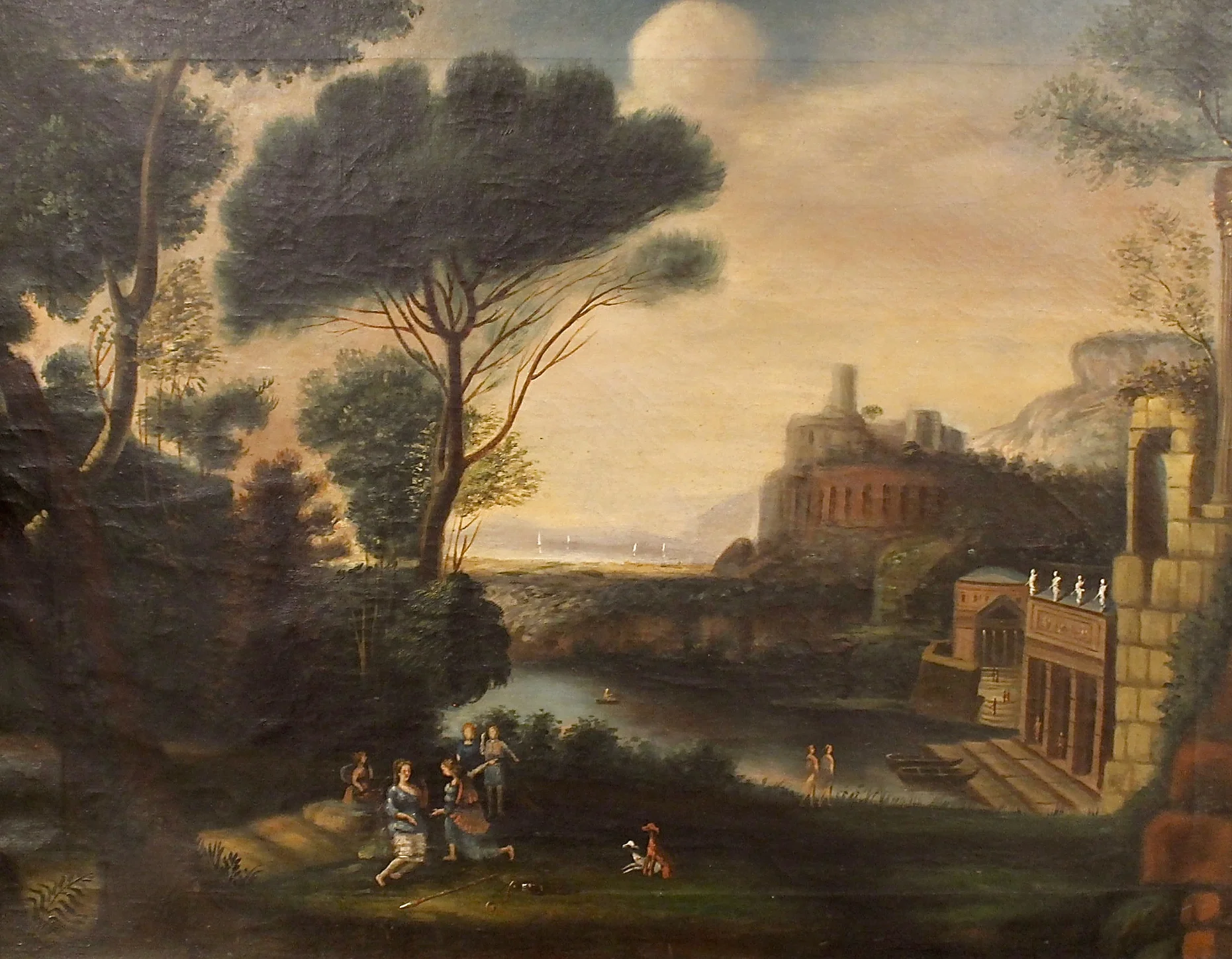 American 19th Century Classical Landscape in the Manner of Claude Lorrain
