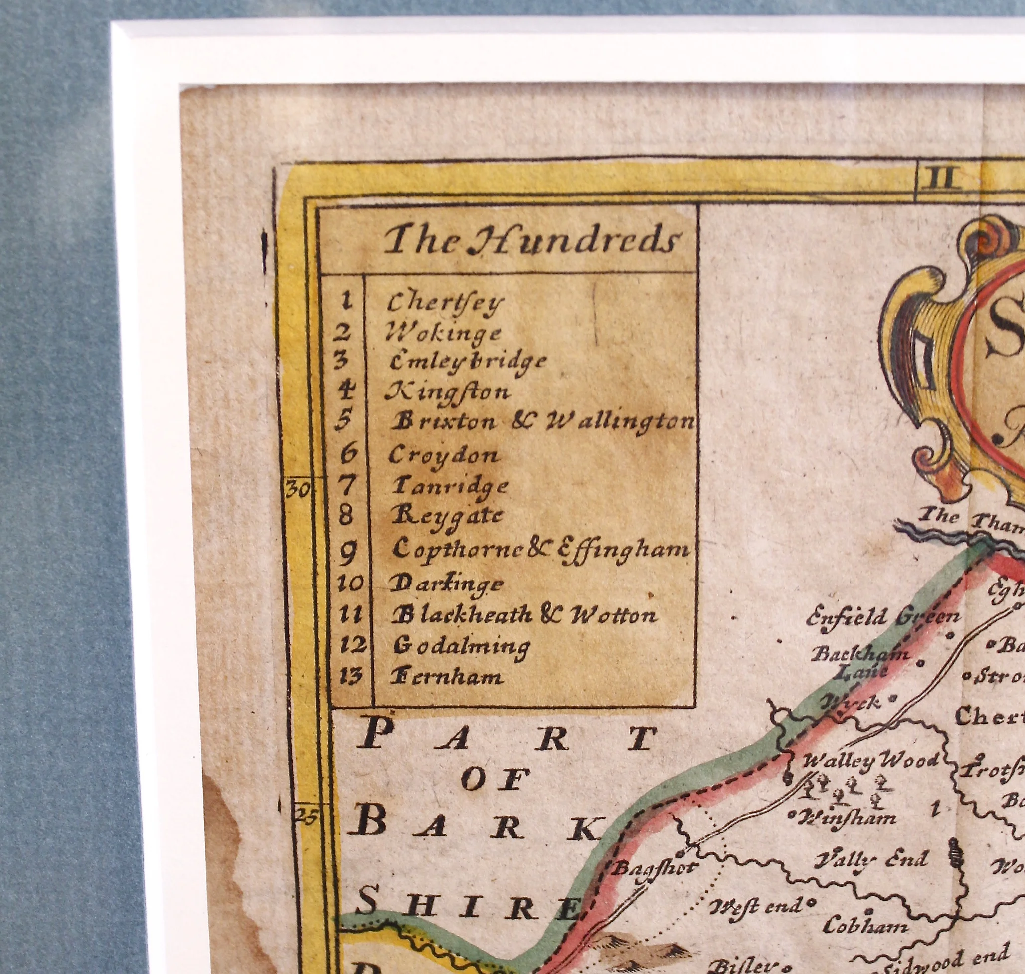 17th Century Map of South London and the County of Surrey, by Robert Morden
