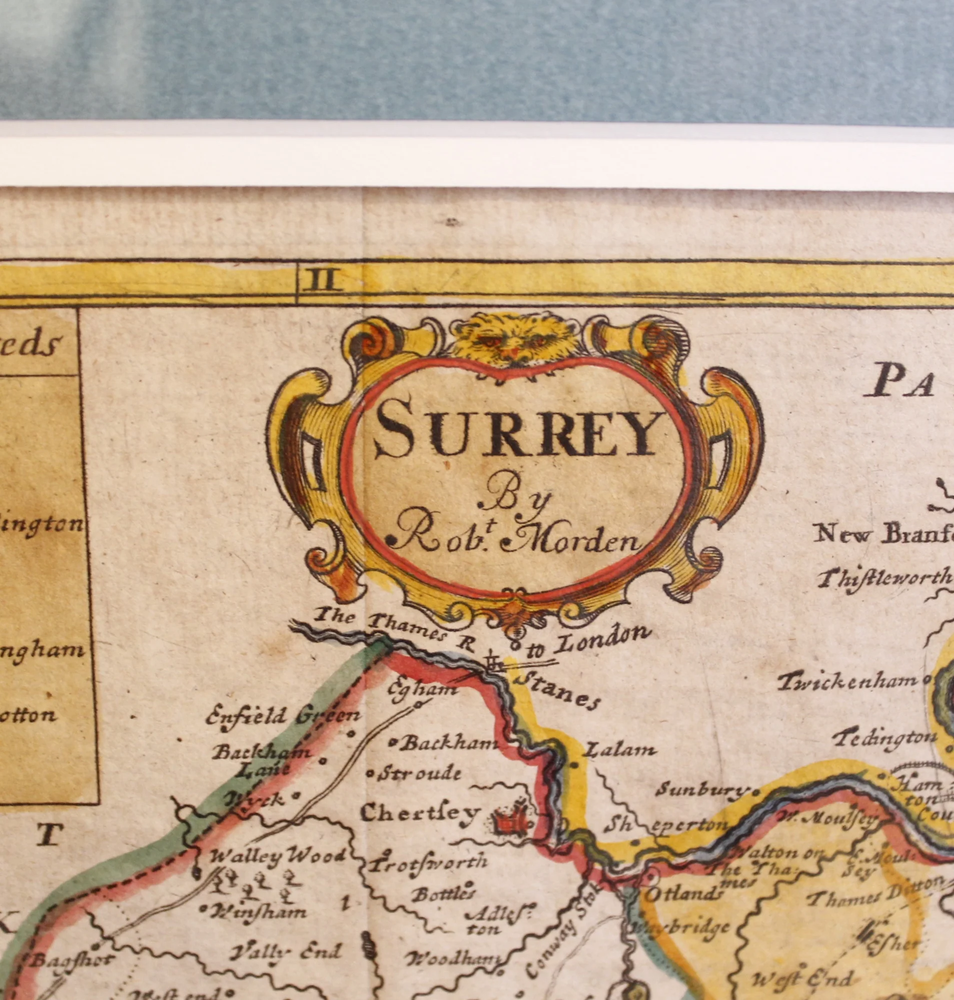 17th Century Map of South London and the County of Surrey, by Robert Morden