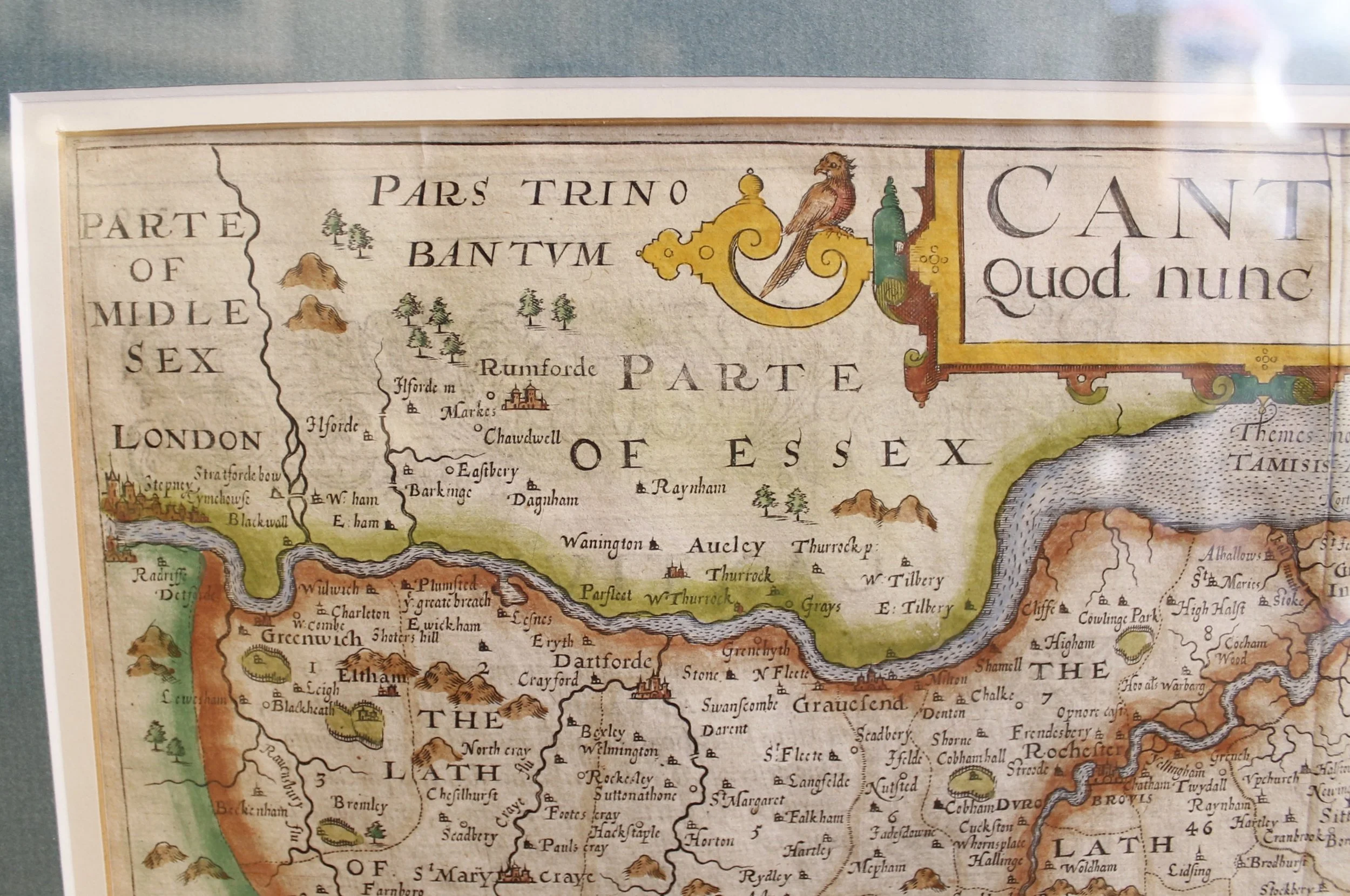 17th Century Map of Kent (England) by William Kip and Johannes Nordon