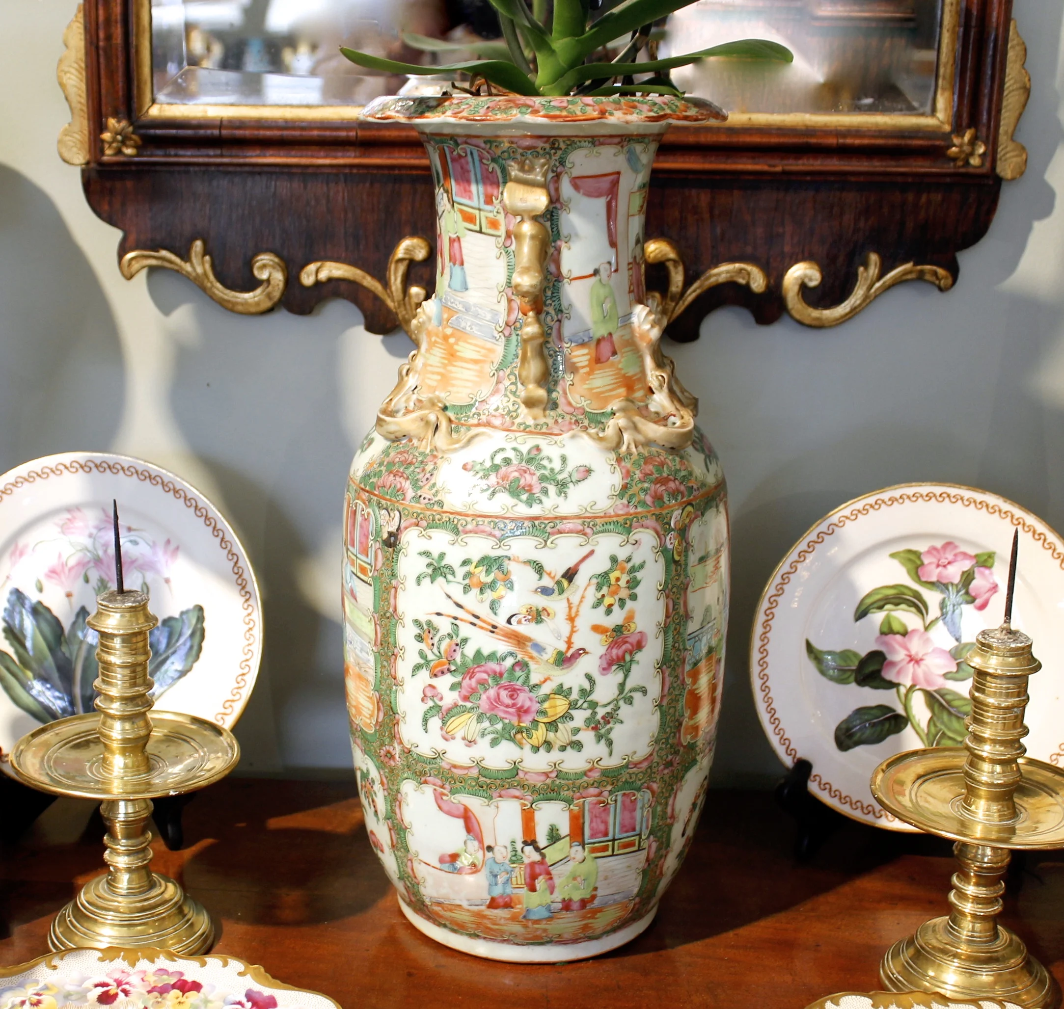 Large Rose Medallion Vase, 19th Century