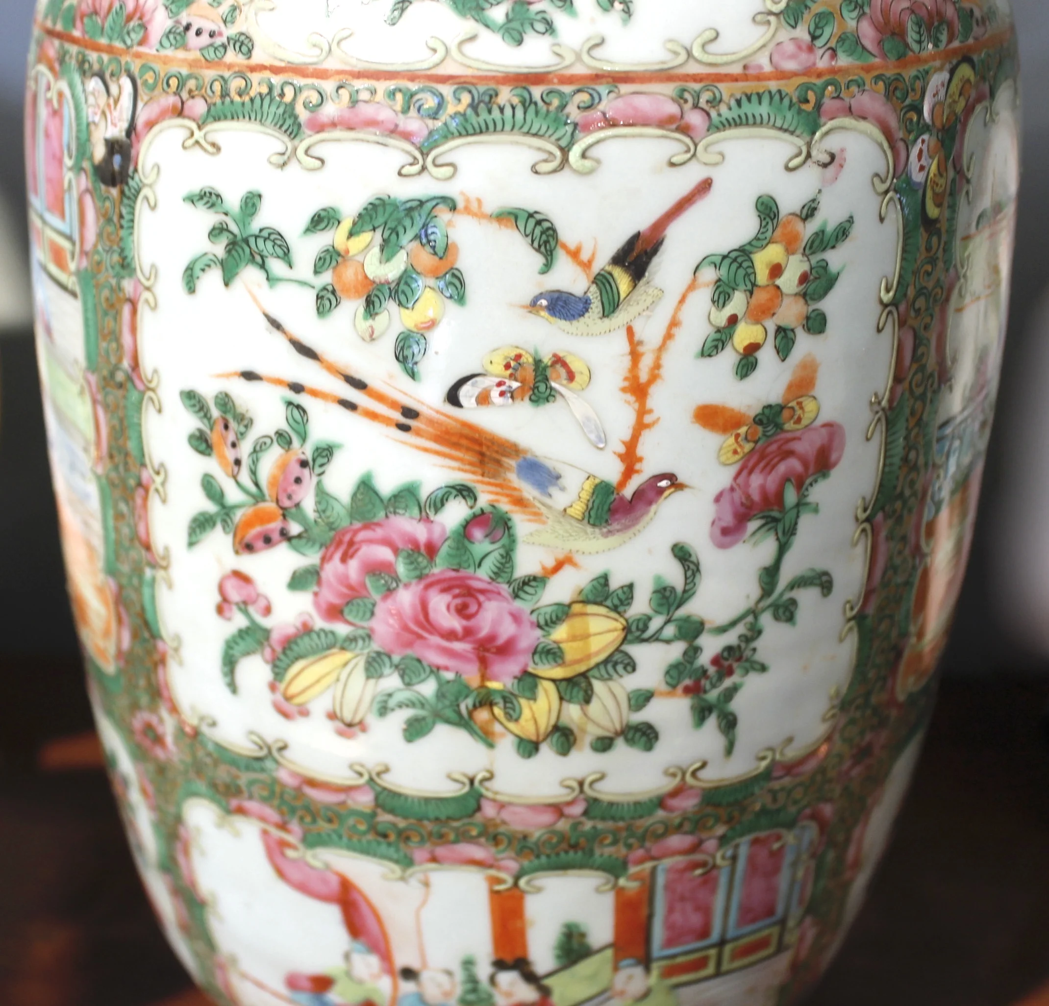 Large Rose Medallion Vase, 19th Century