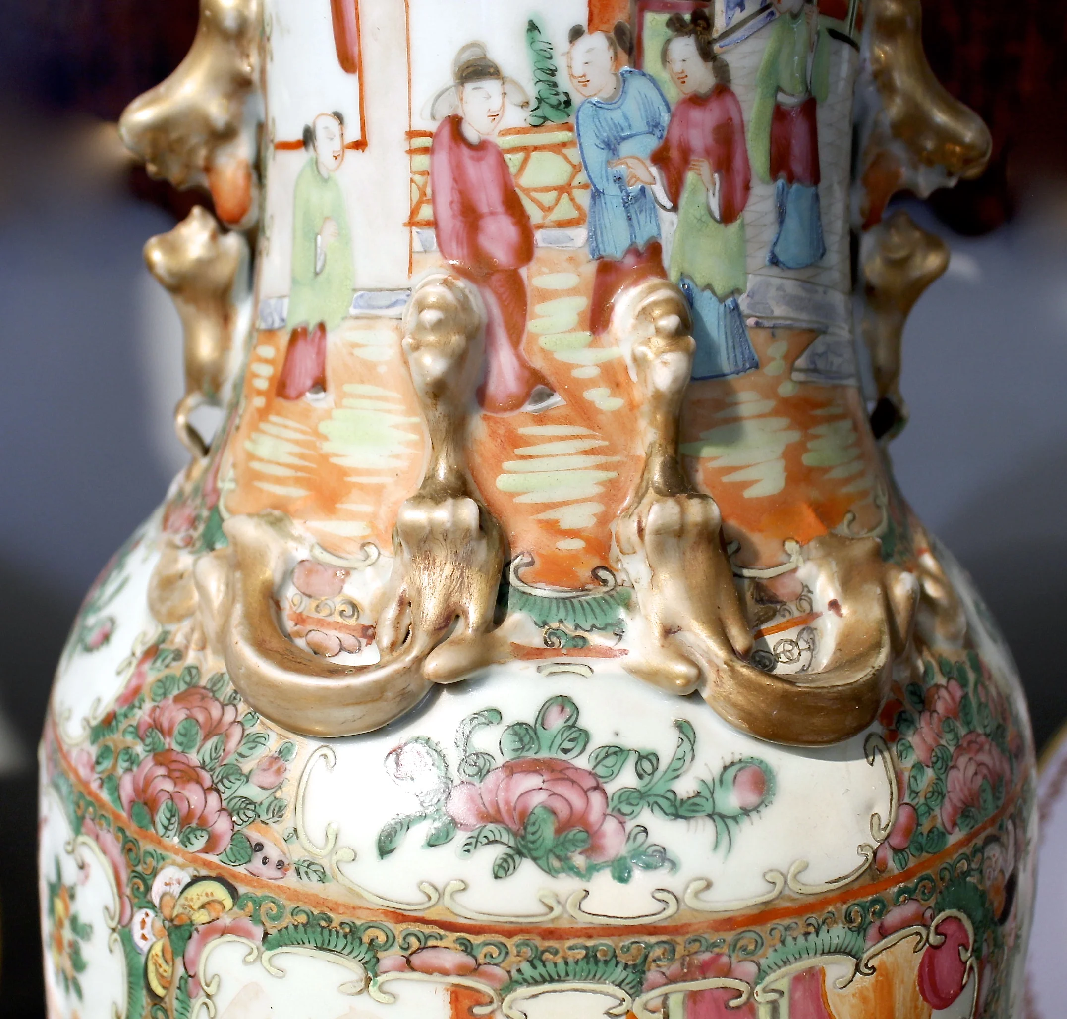 Large Rose Medallion Vase, 19th Century