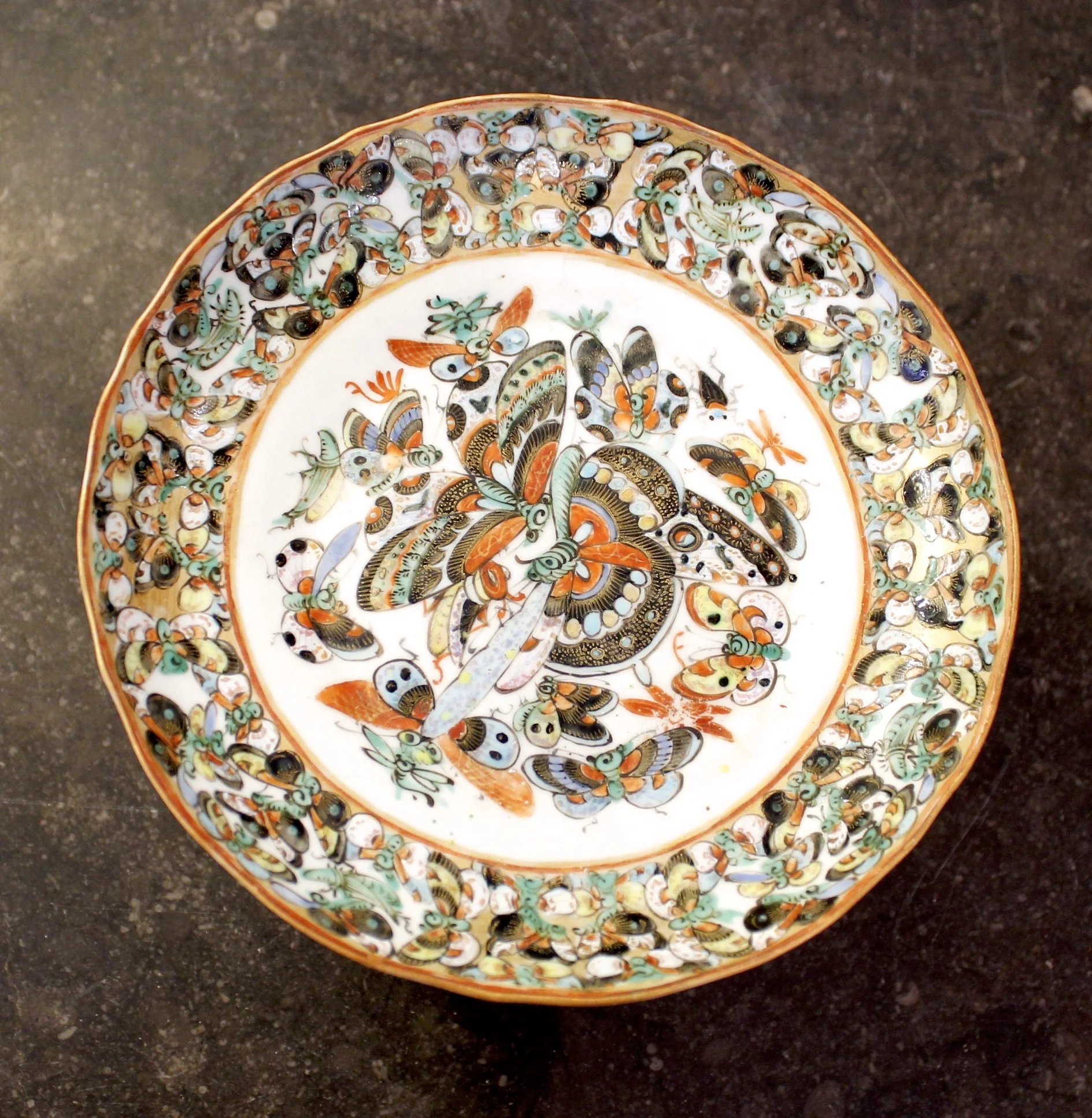 Chinese Export Thousand Butterfly Small Porcelain Cake Stand