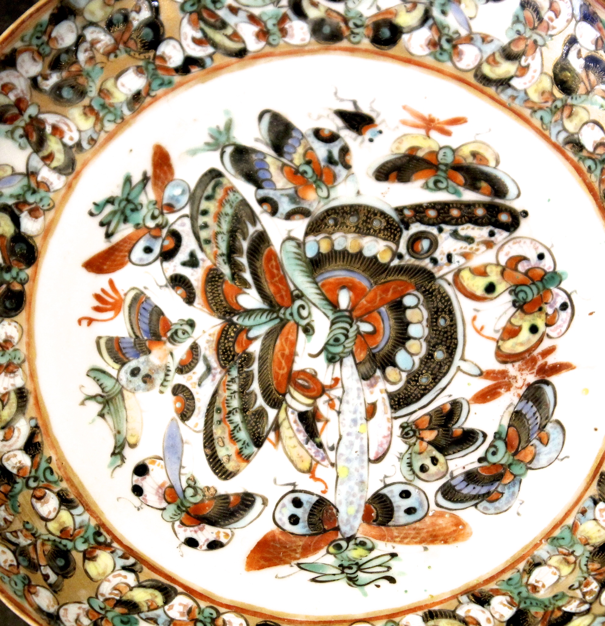 Chinese Export Thousand Butterfly Small Porcelain Cake Stand