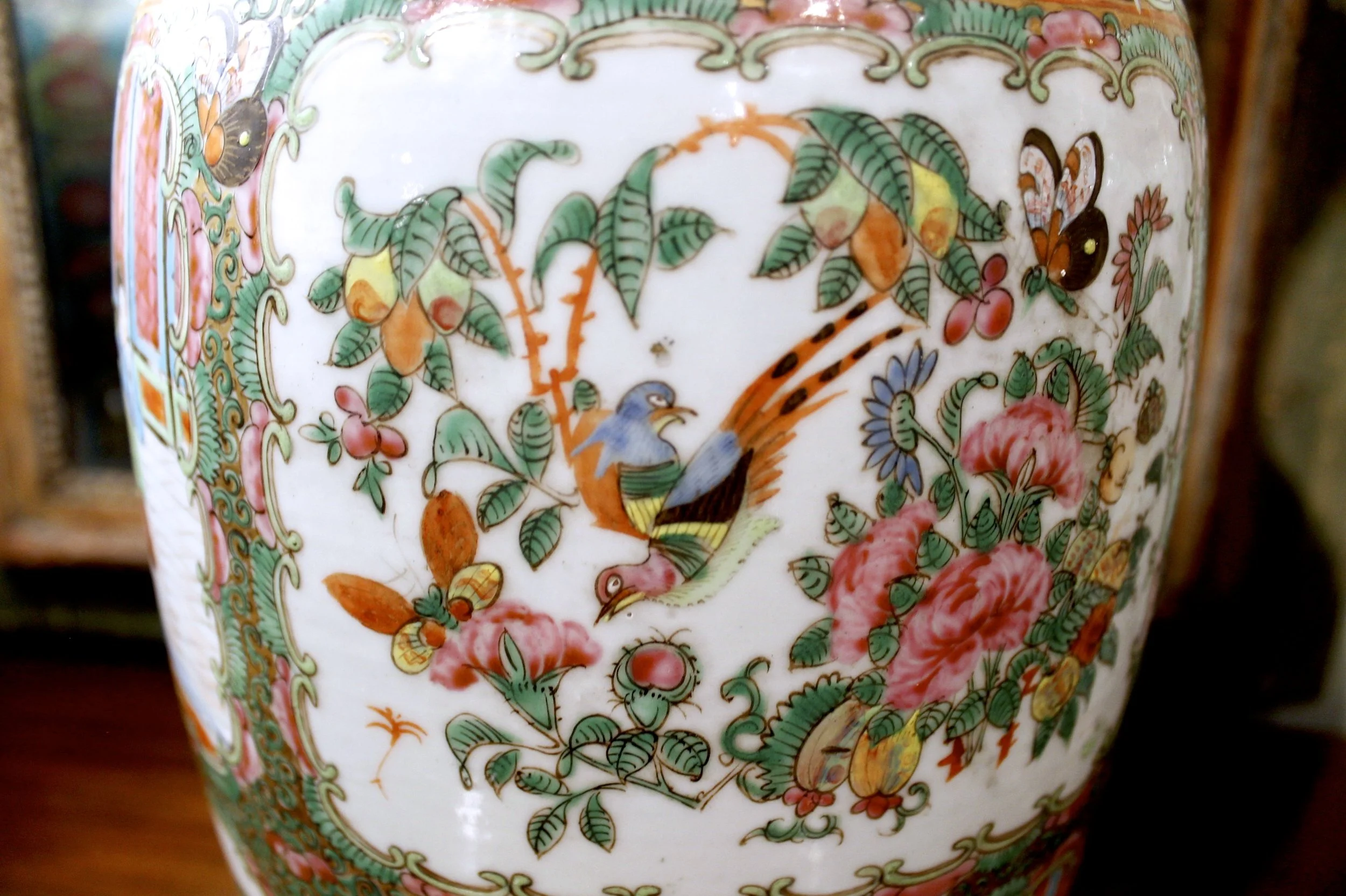 Pair of Large Chinese Export Rose Medallion Vases