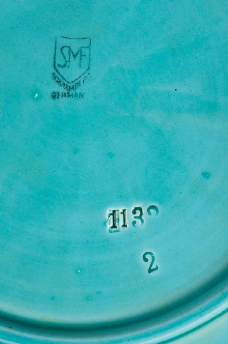 Schramberg Lily-of-the-Valley Turquoise and Green Glaze Majolica