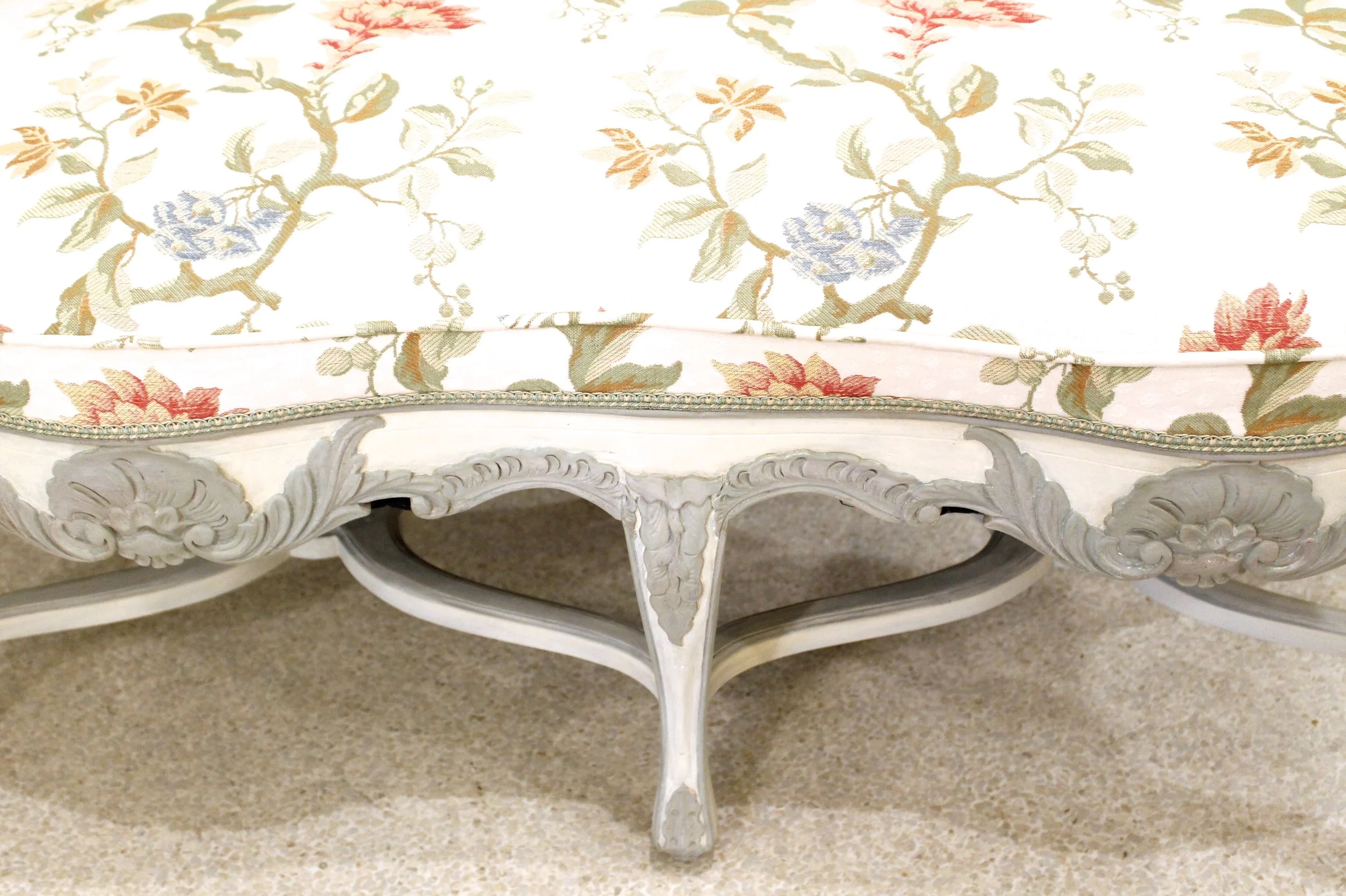 French Régence Style Painted Upholstered Bench