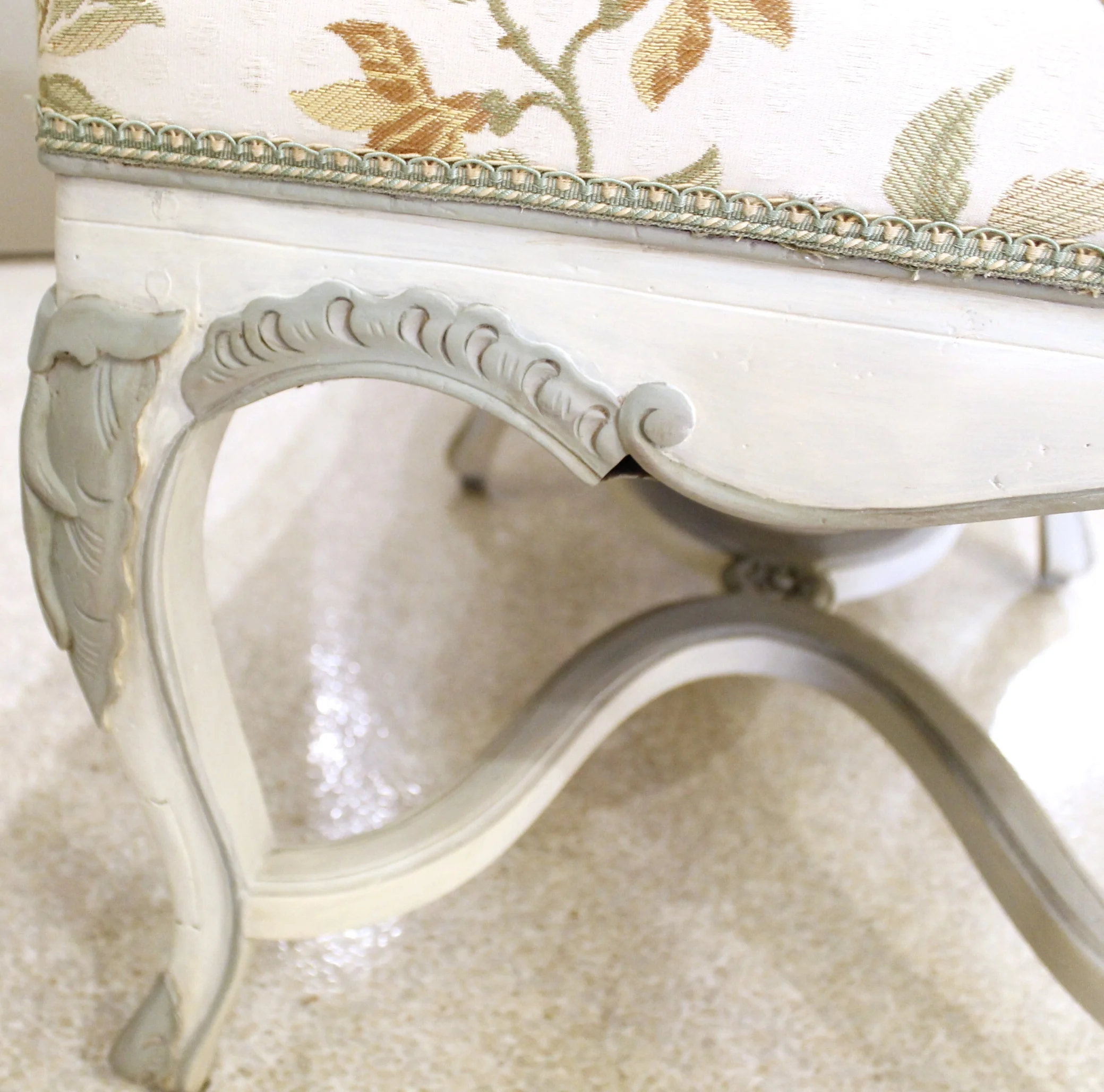 French Régence Style Painted Upholstered Bench