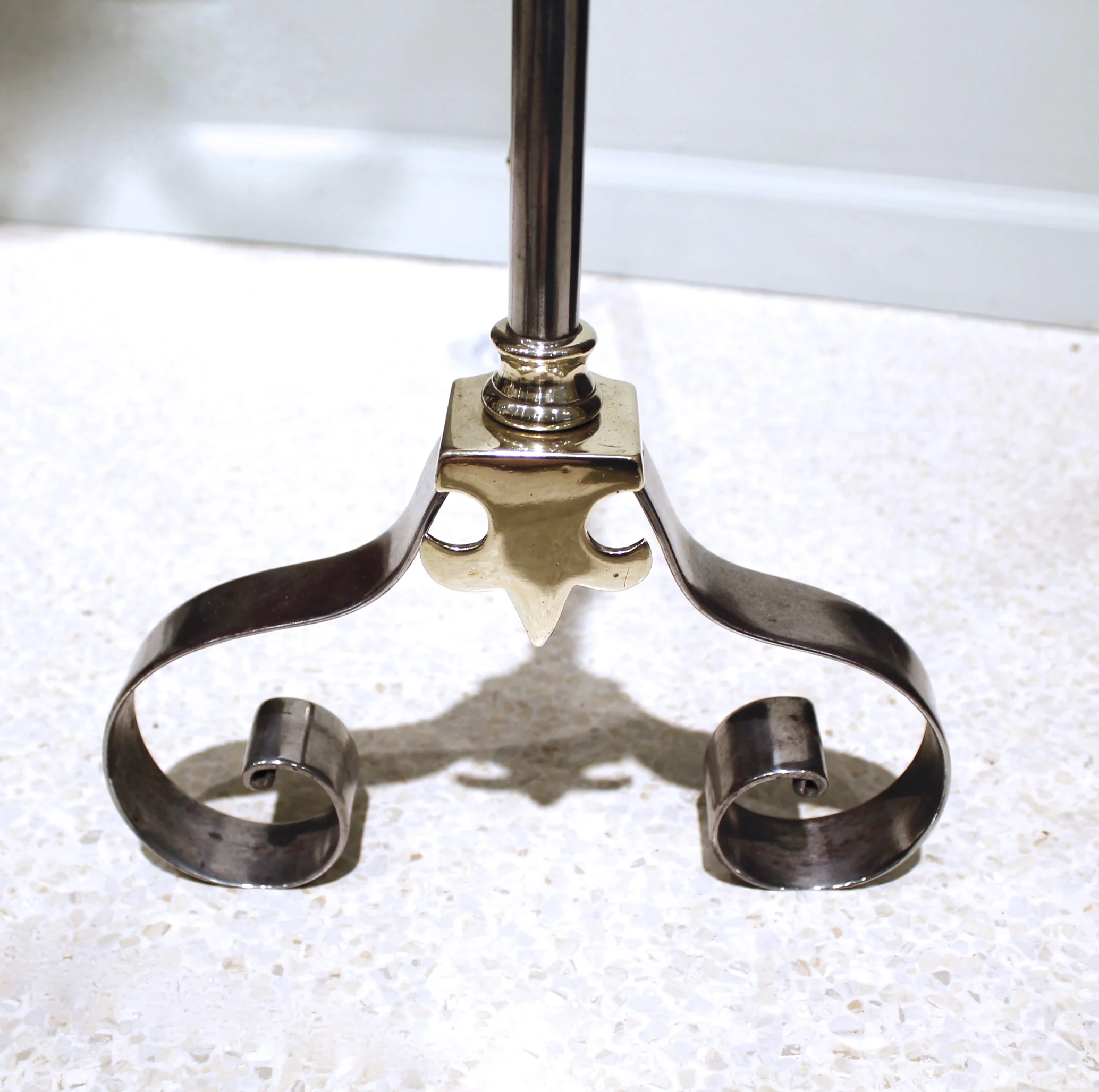 Pair of French Polished Steel and Brass Andirons