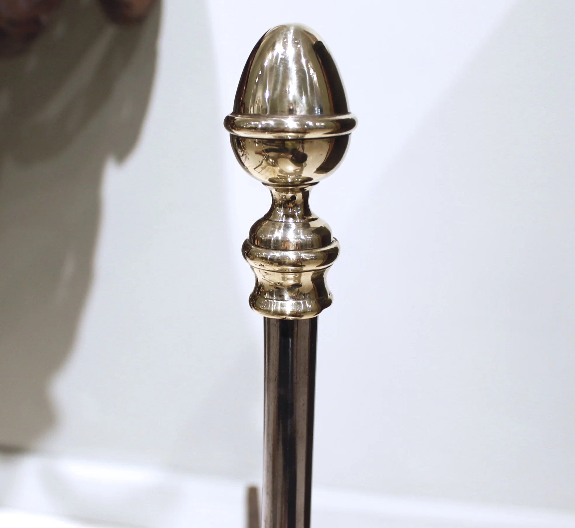 Pair of French Polished Steel and Brass Andirons