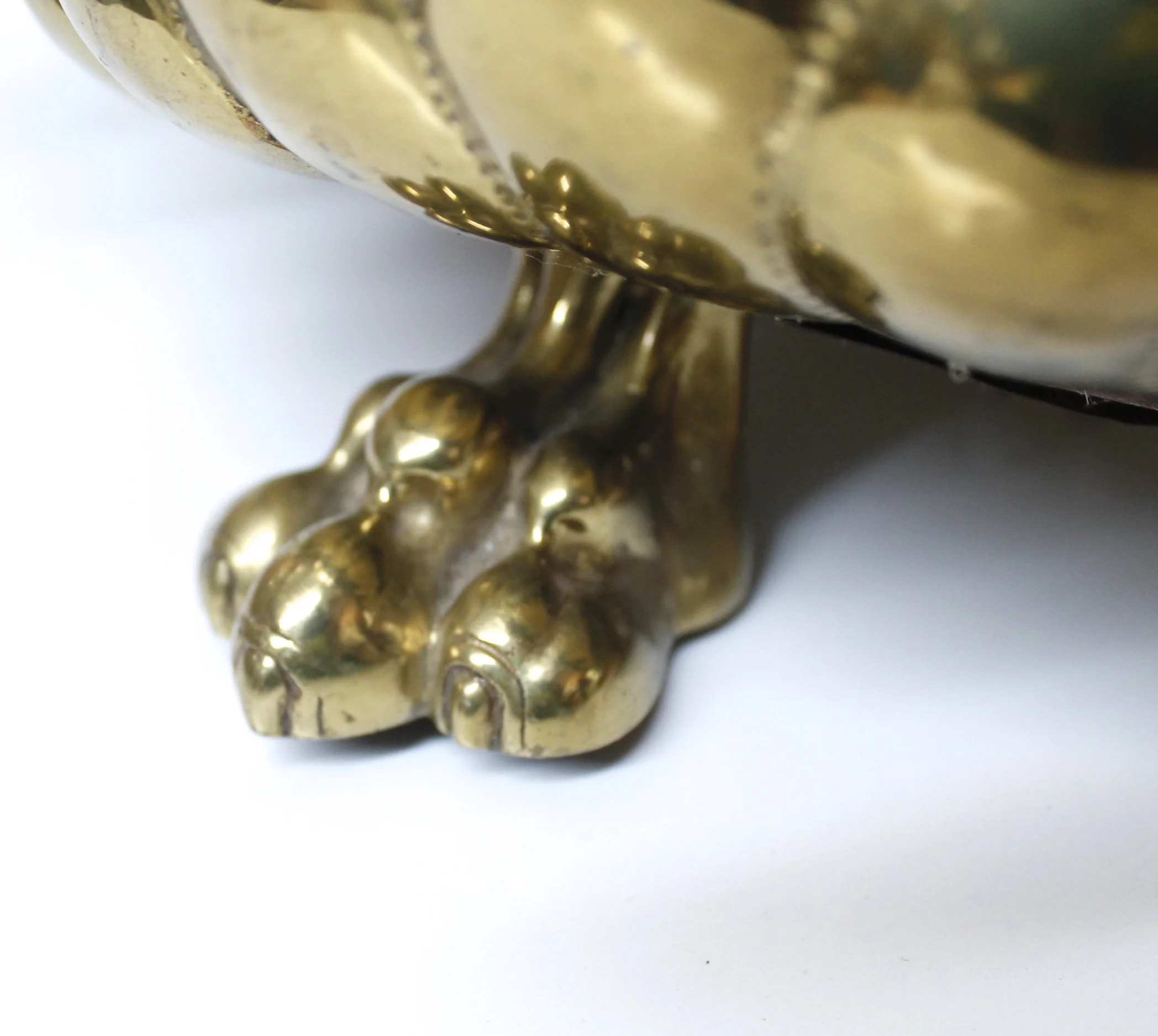 Continental Brass Repoussé Footed Oval Cachepot