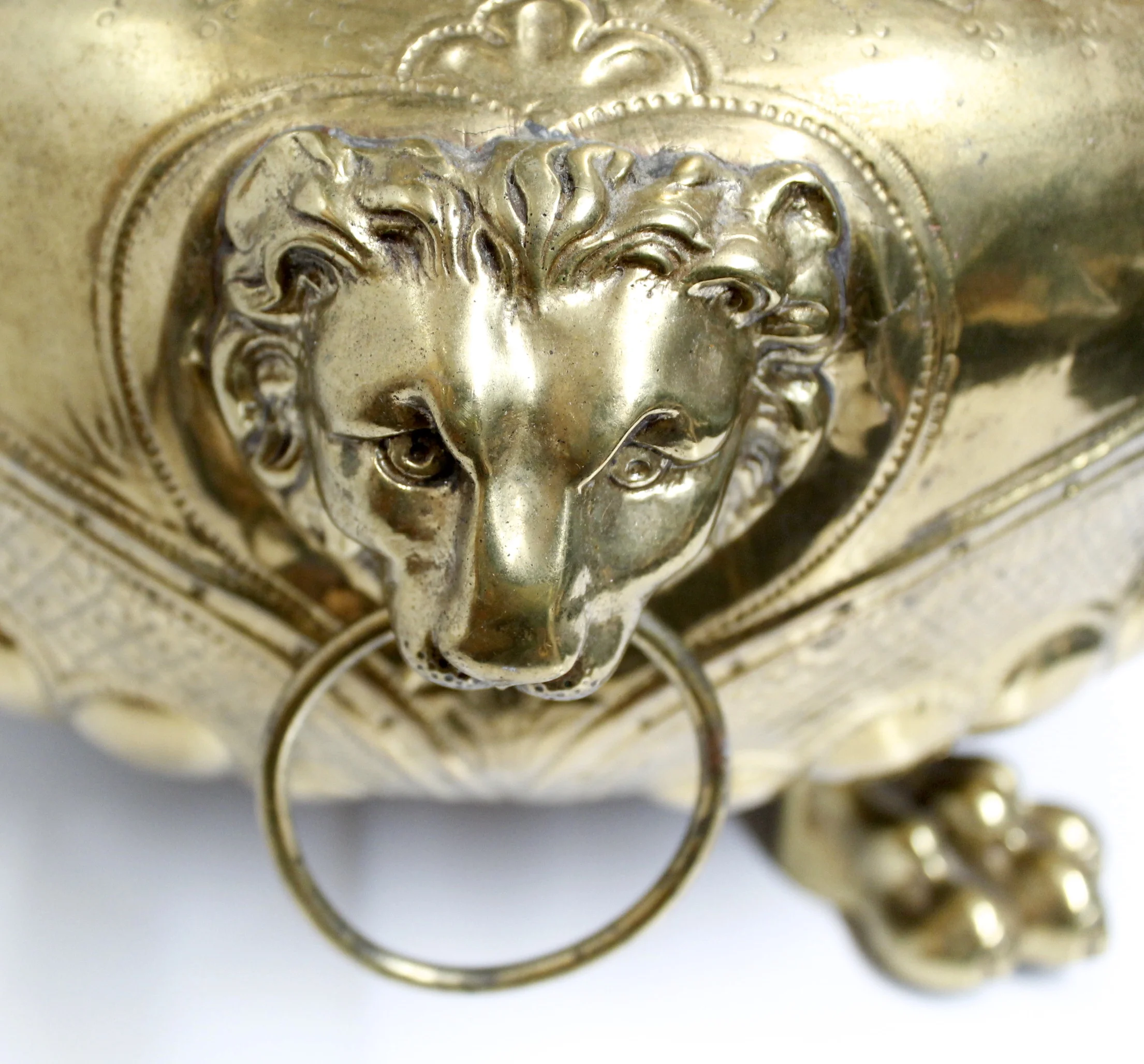Continental Brass Repoussé Footed Oval Cachepot