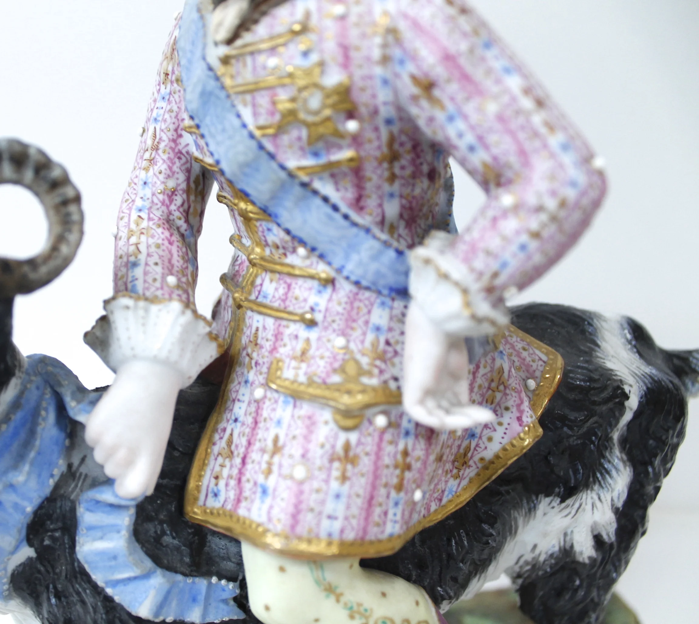 Porcelain Goat and Rider in 18th Century Style Dress