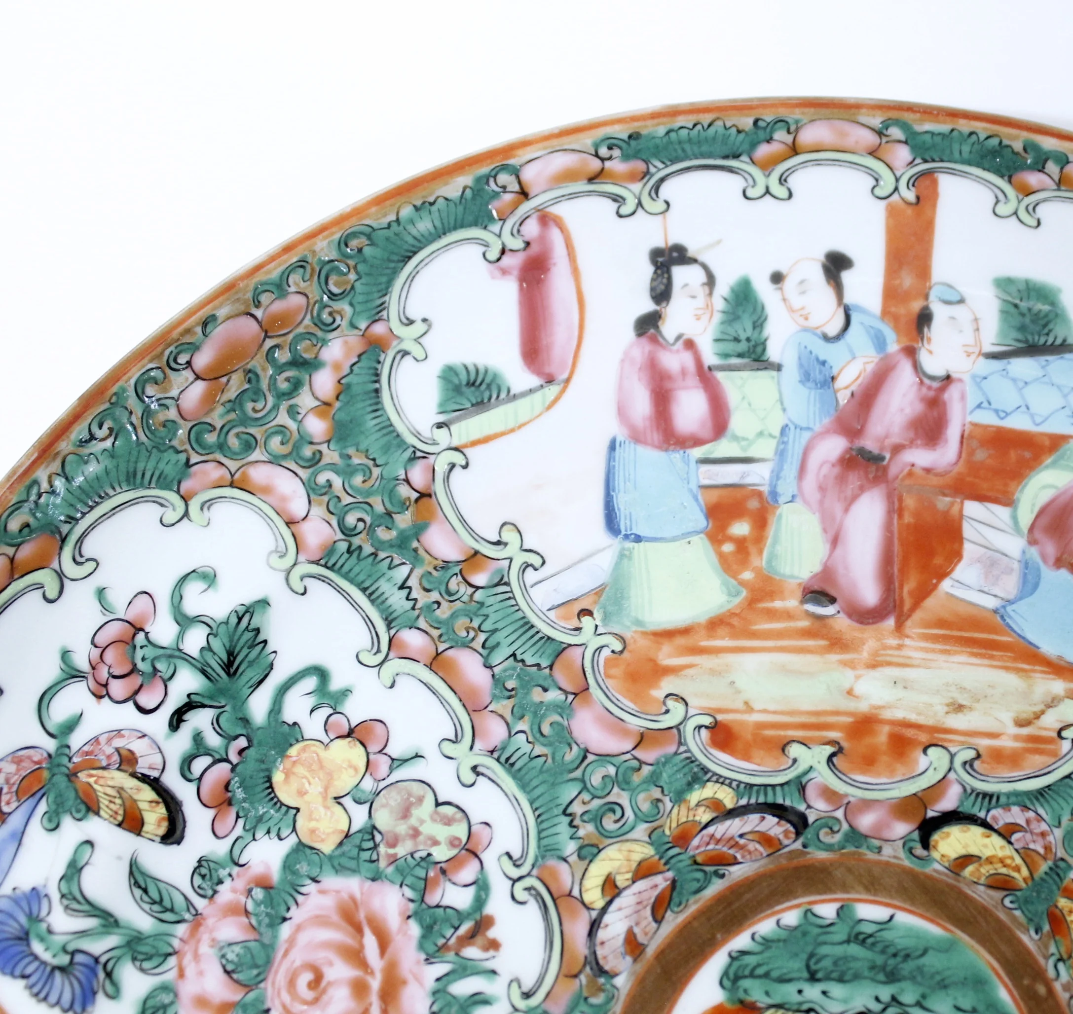 Six Fine Rose Medallion Dinner Plates