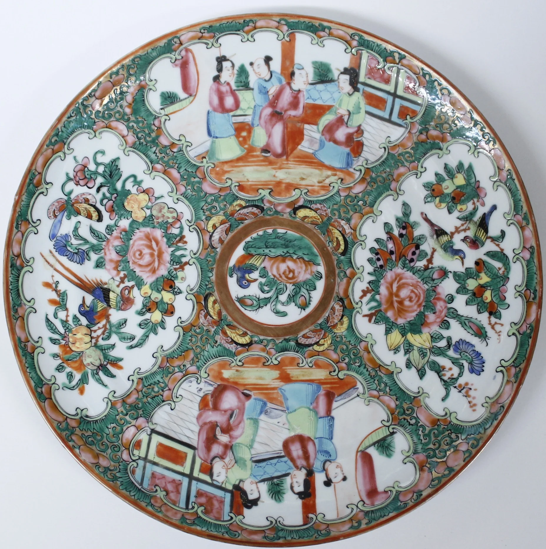 Six Fine Rose Medallion Dinner Plates