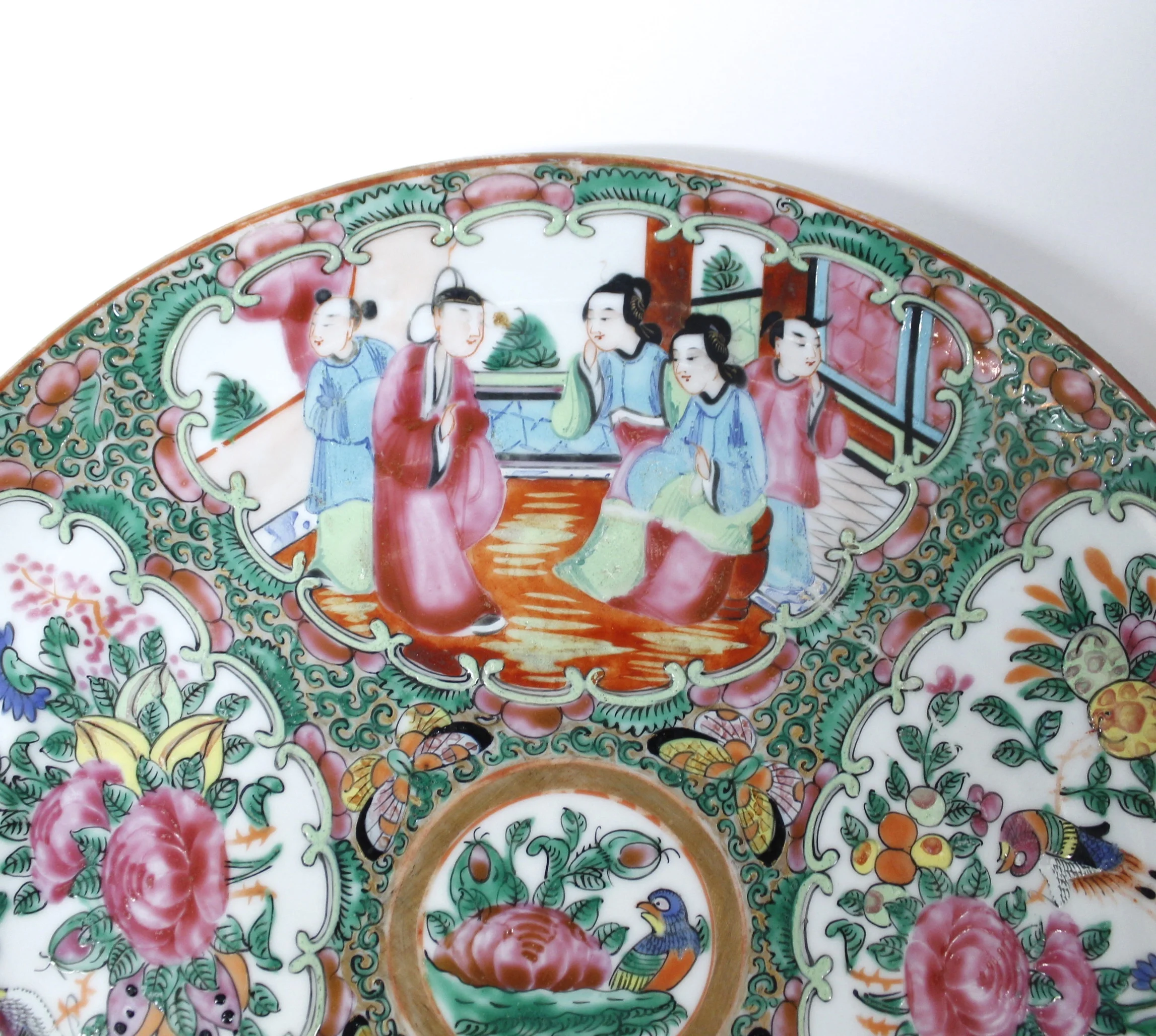 Six Fine Rose Medallion Dinner Plates