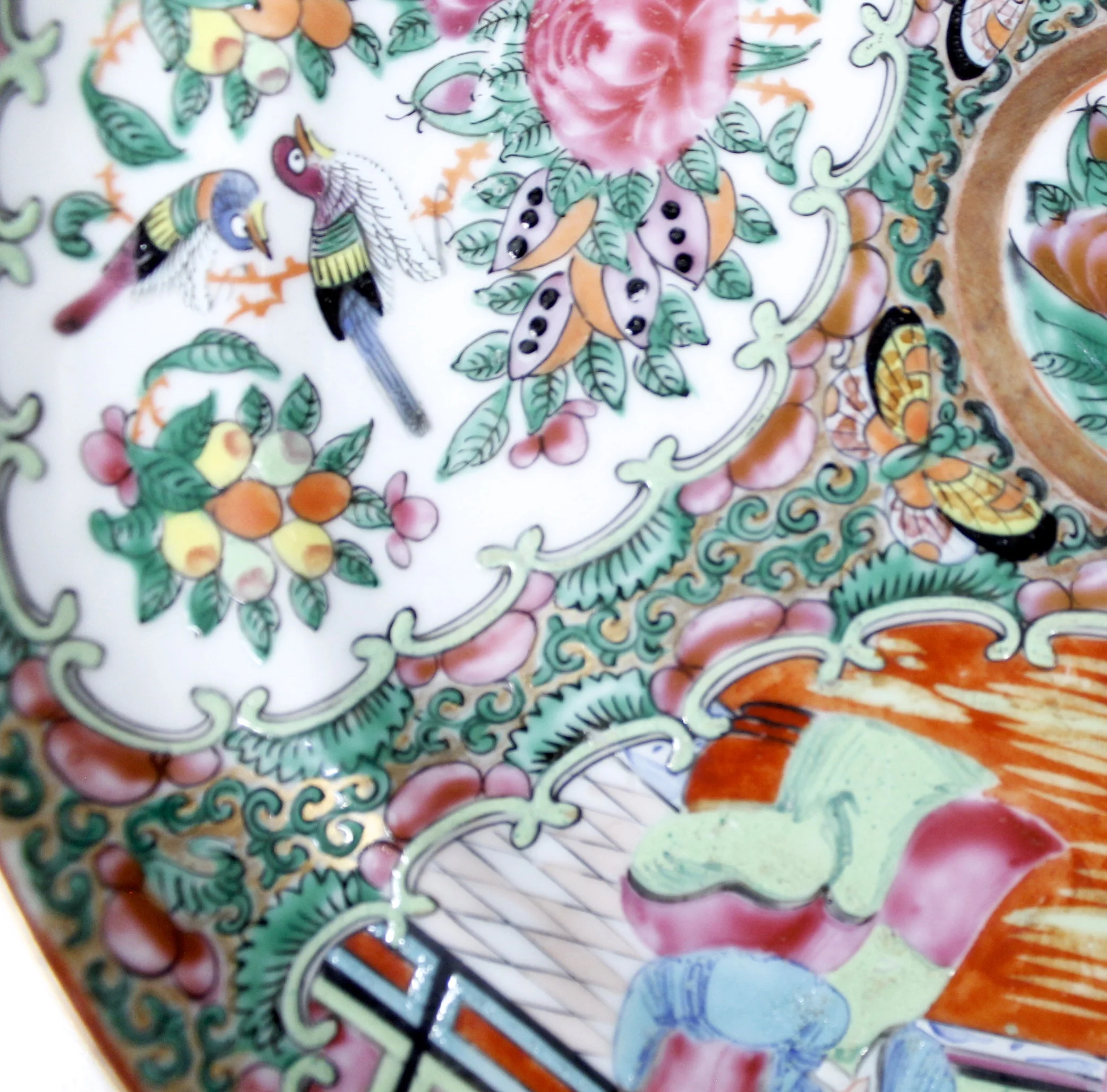 Six Fine Rose Medallion Dinner Plates