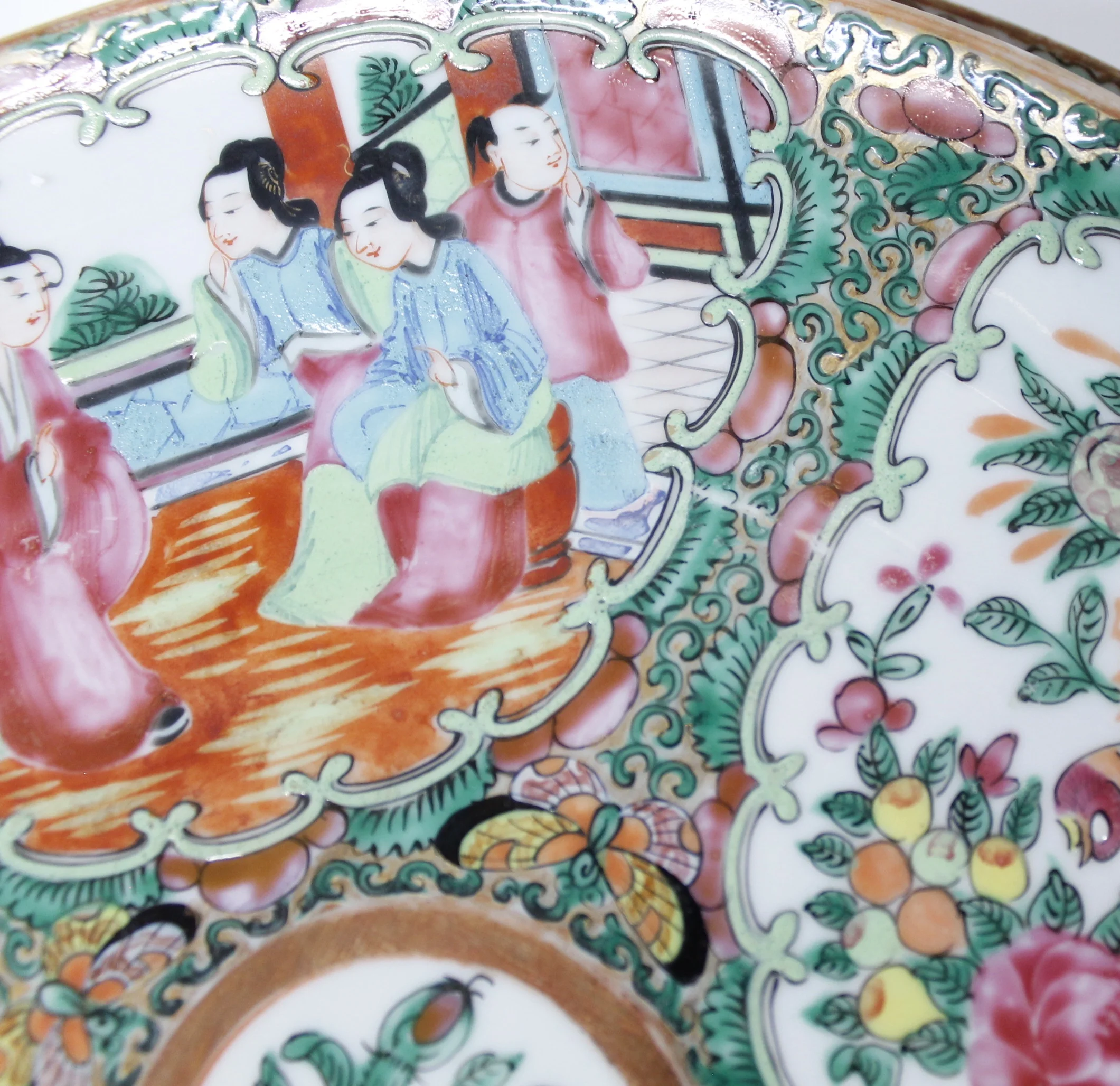 Six Fine Rose Medallion Dinner Plates