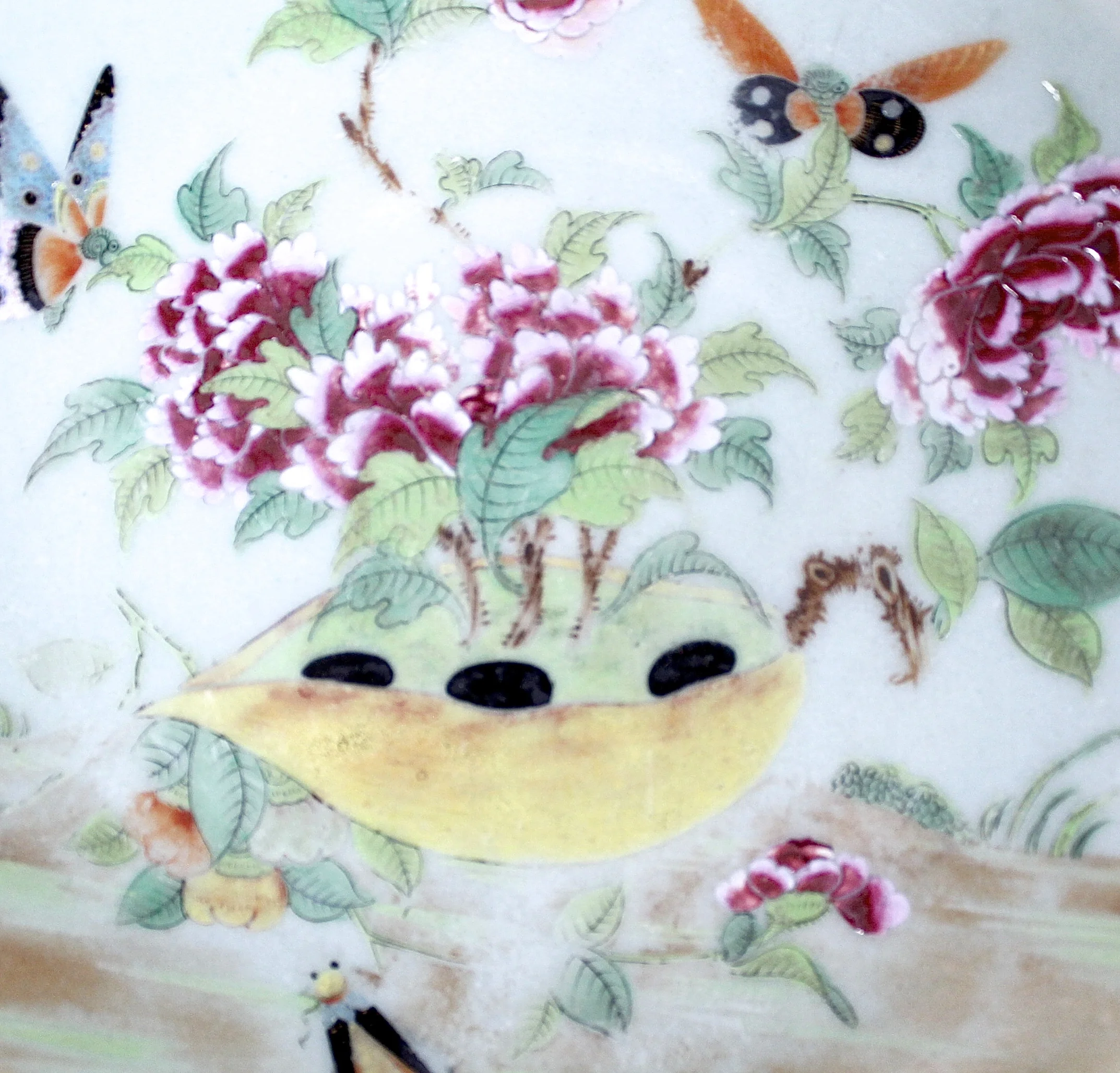 Chinese Export Rose Canton Celadon Plates