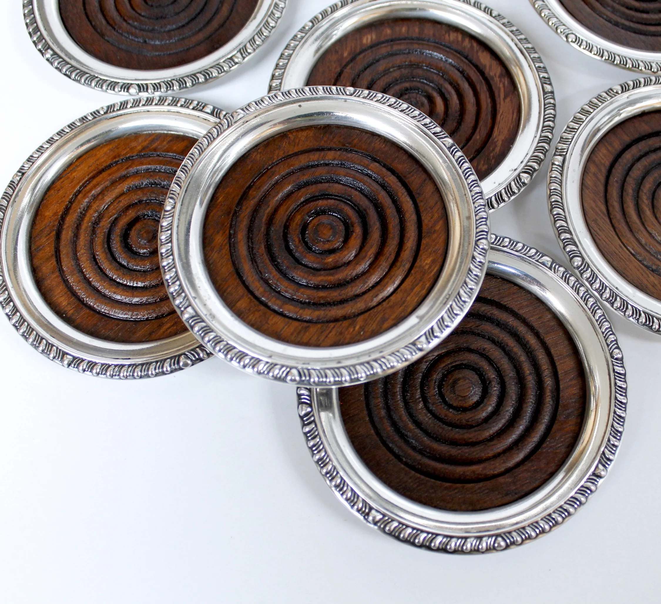 Sterling and Mahogany Coasters