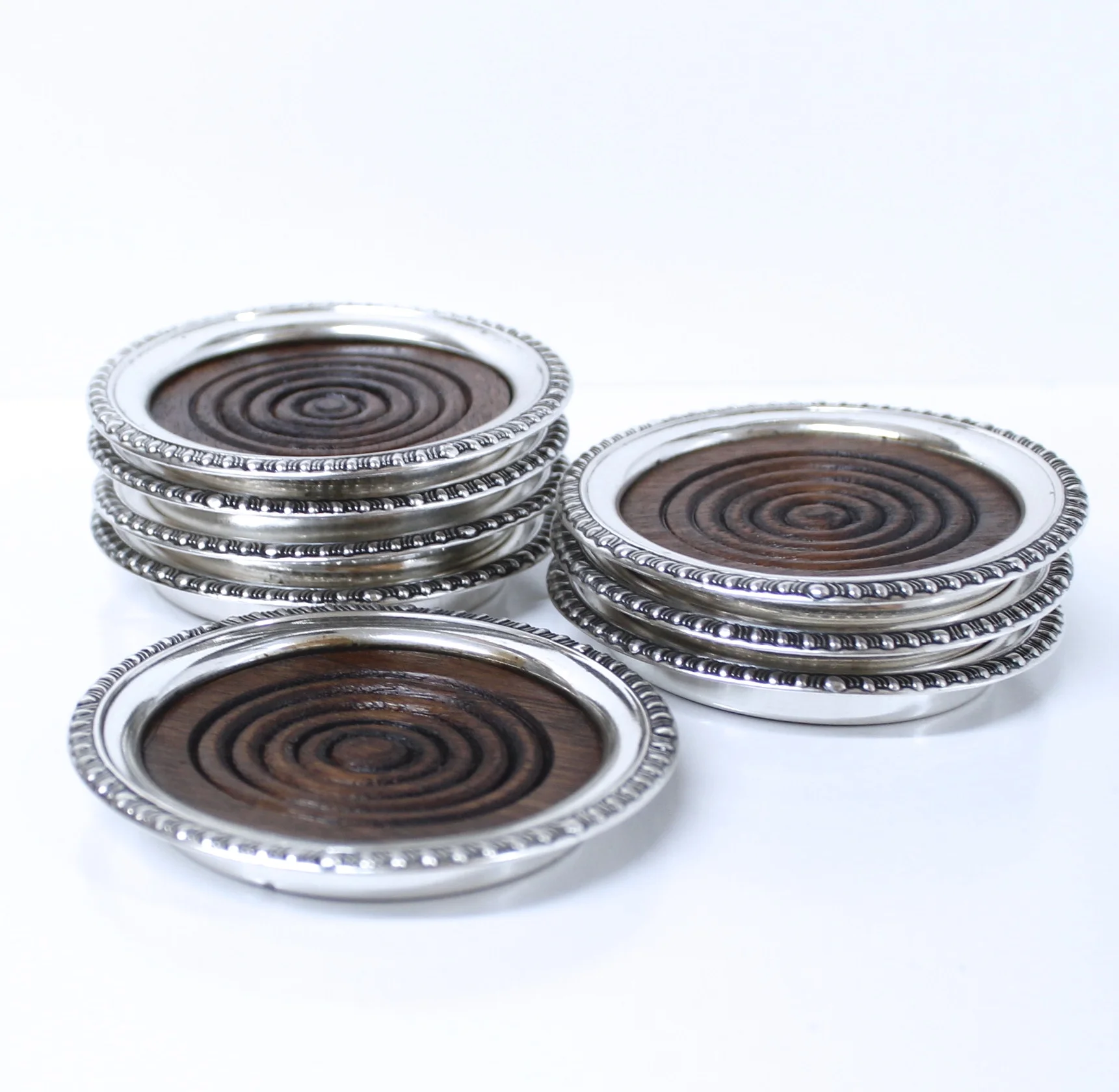 Sterling and Mahogany Coasters