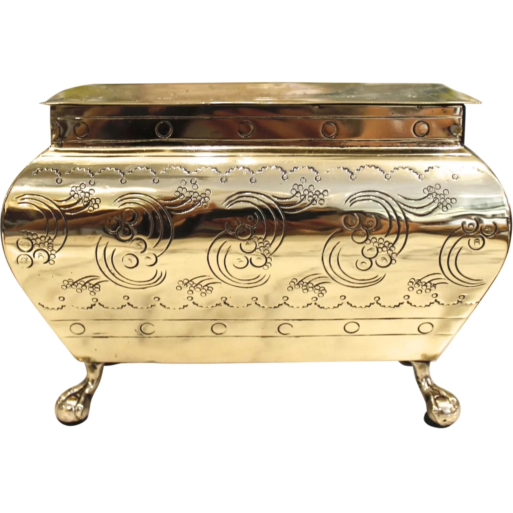 Dutch Bombé Footed Brass Tobacco Box