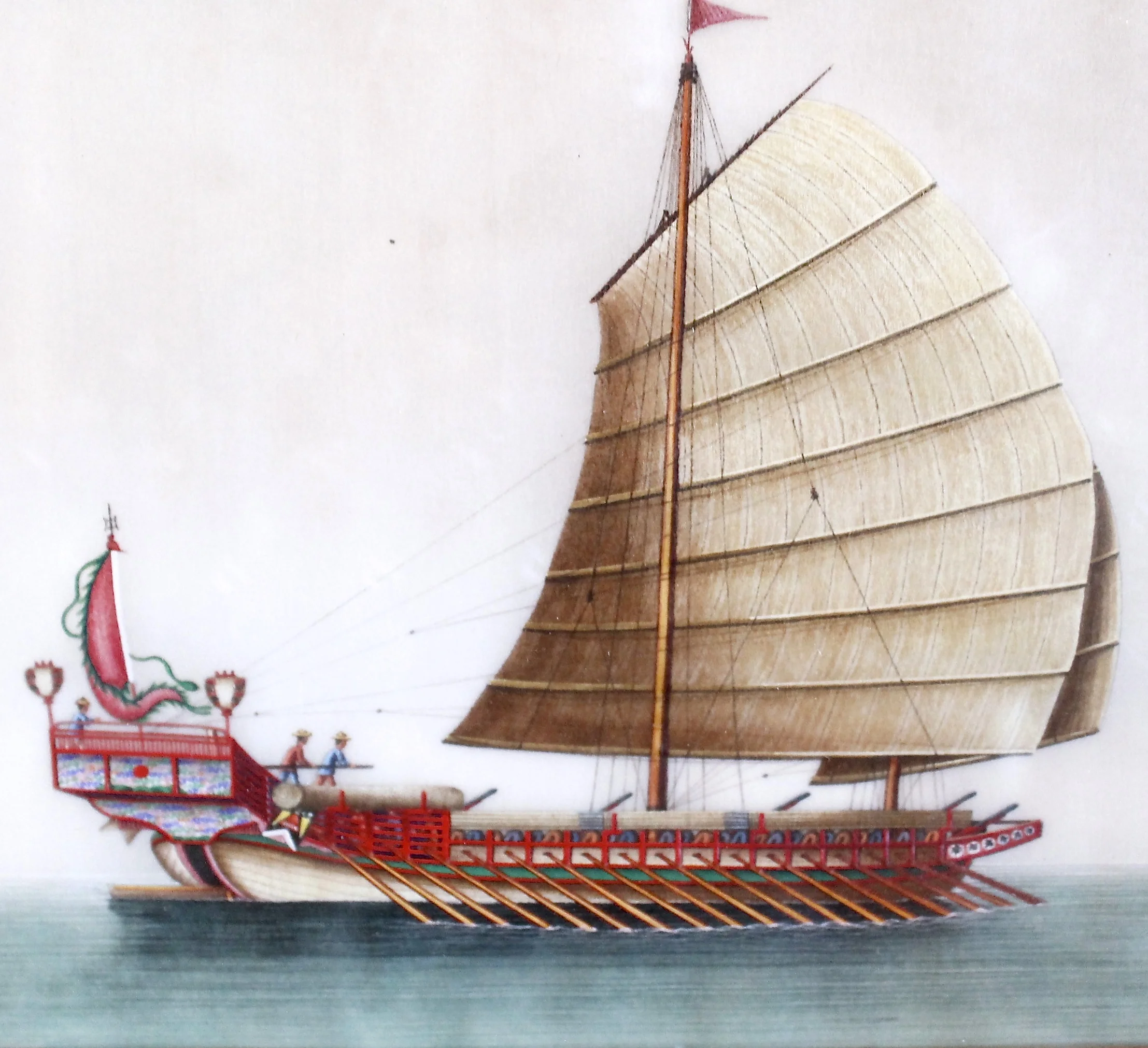 Chinese Export Pith Paper Watercolor Paintings of Boats