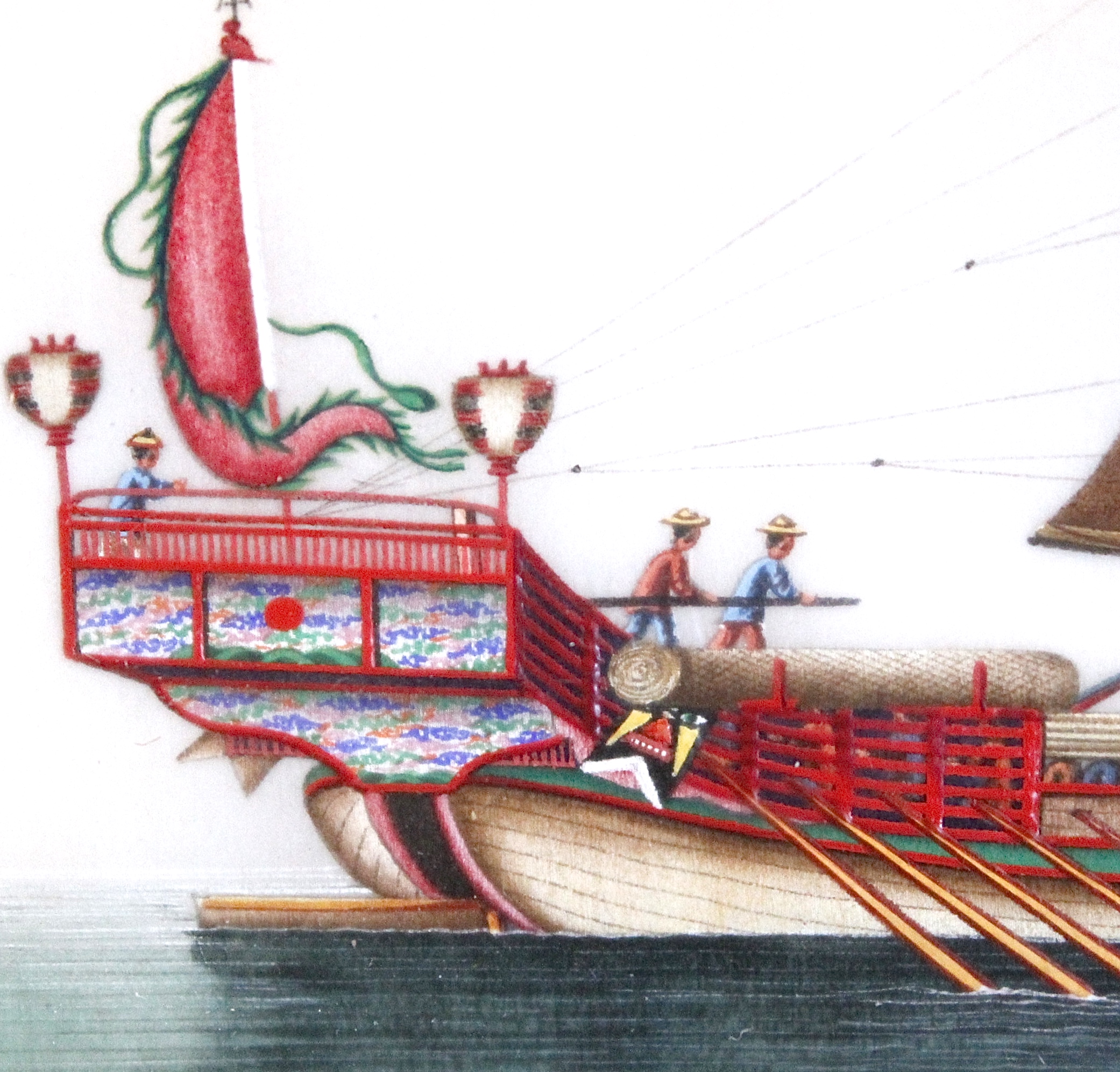 Chinese Export Pith Paper Watercolor Paintings of Boats