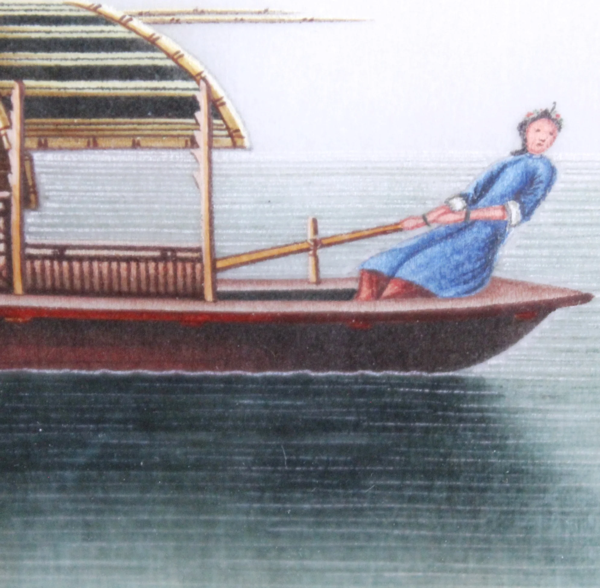 Chinese Export Pith Paper Watercolor Paintings of Boats