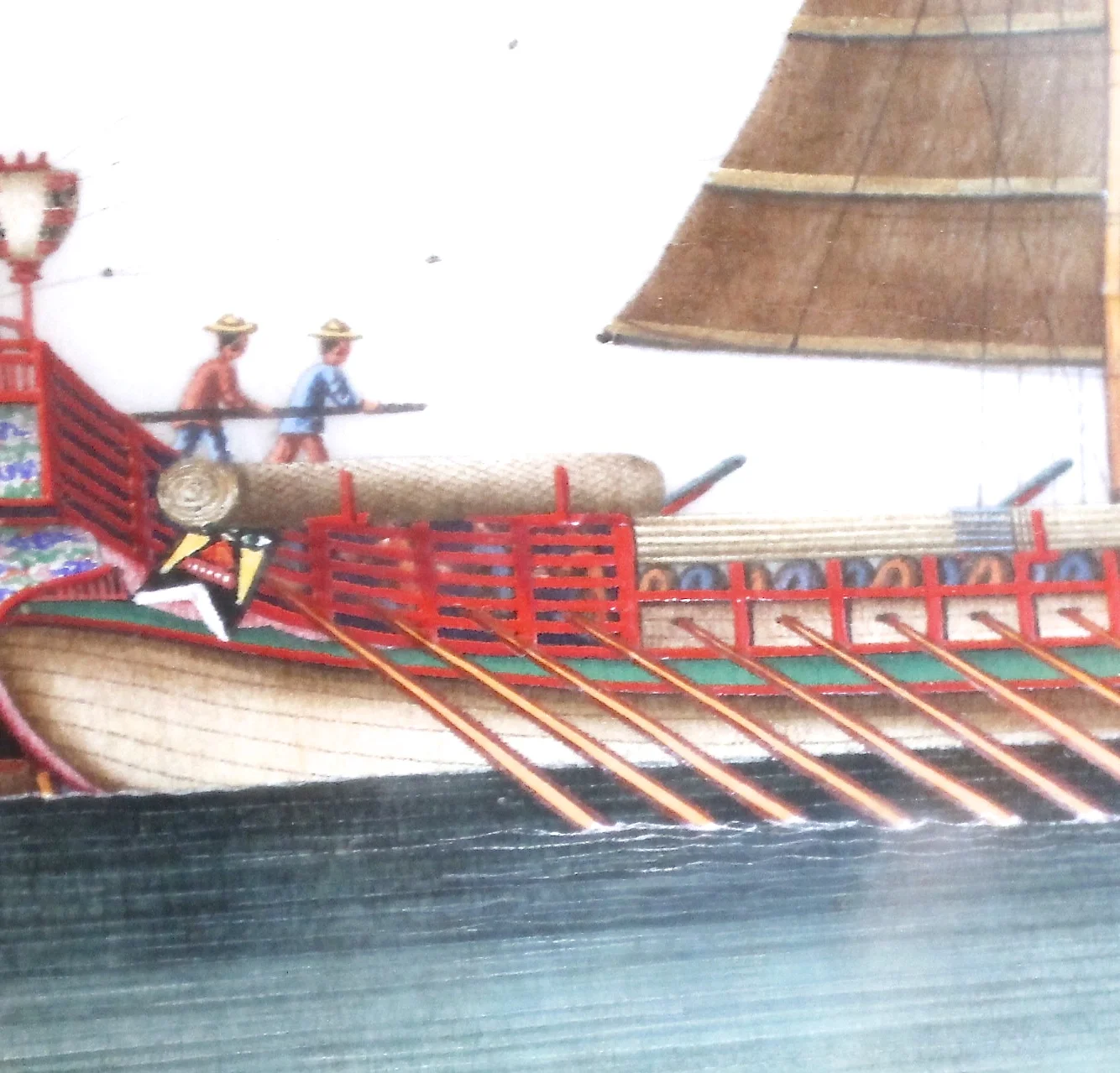 Chinese Export Pith Paper Watercolor Paintings of Boats