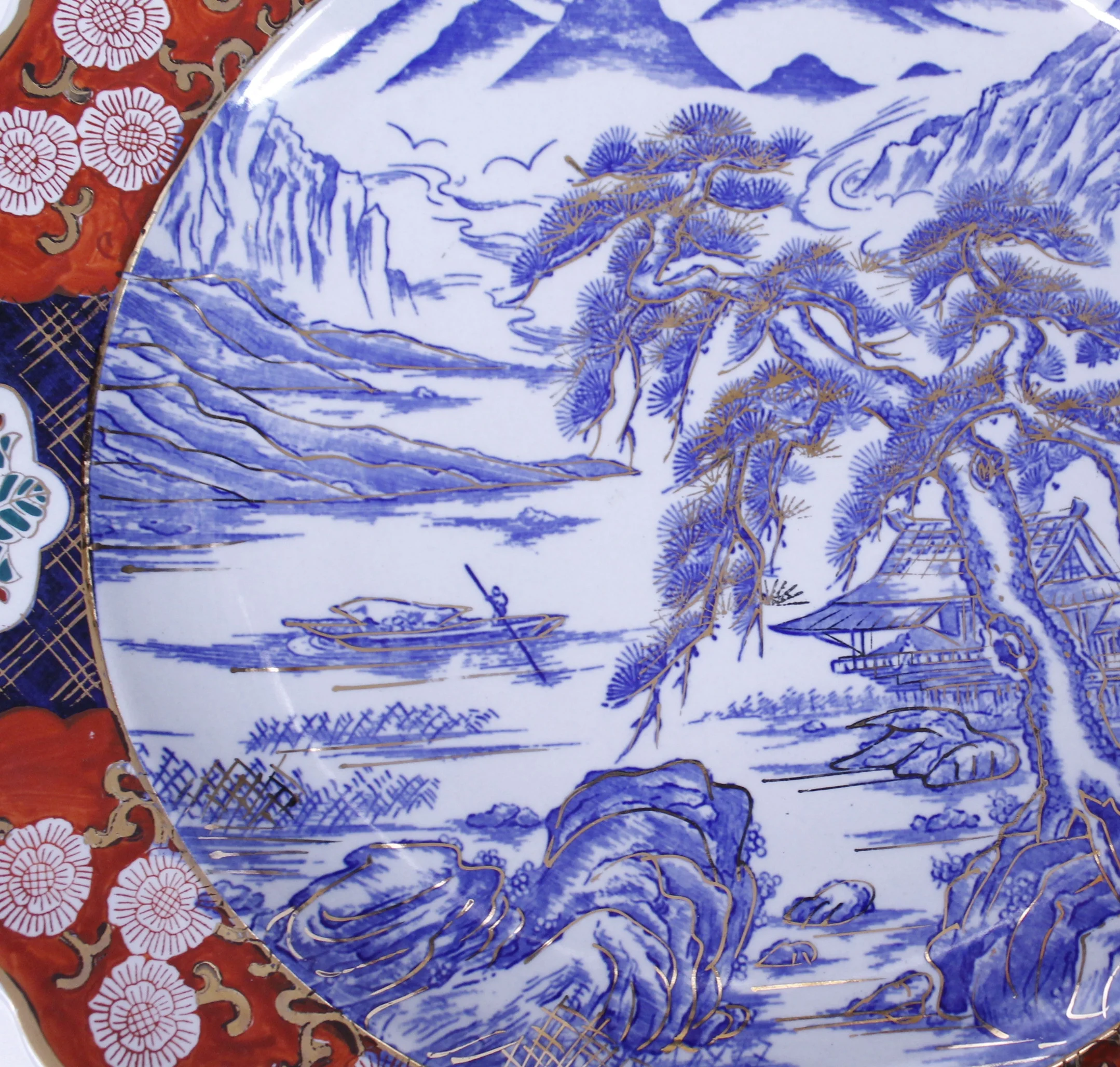 Clobbered Imari Porcelain Charger with Landscape